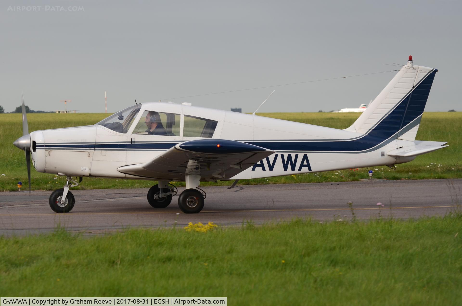G-AVWA, 1967 Piper PA-28-140 Cherokee C/N 28-23660, Just landed at Norwich.