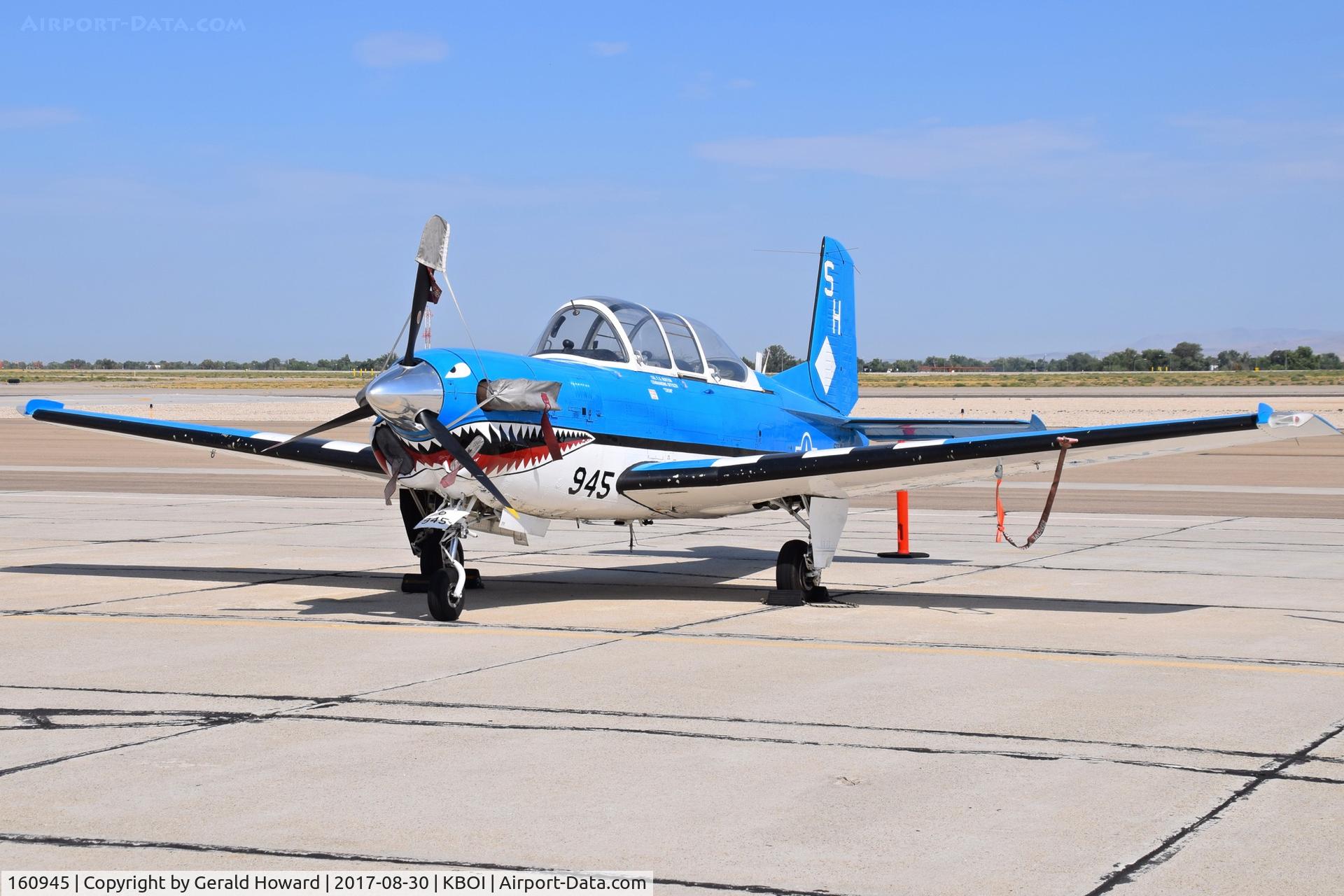 160945, 1973 Beech T-34C Turbo Mentor C/N GL-131, parked on the south GA ramp.  VMFAT-101 