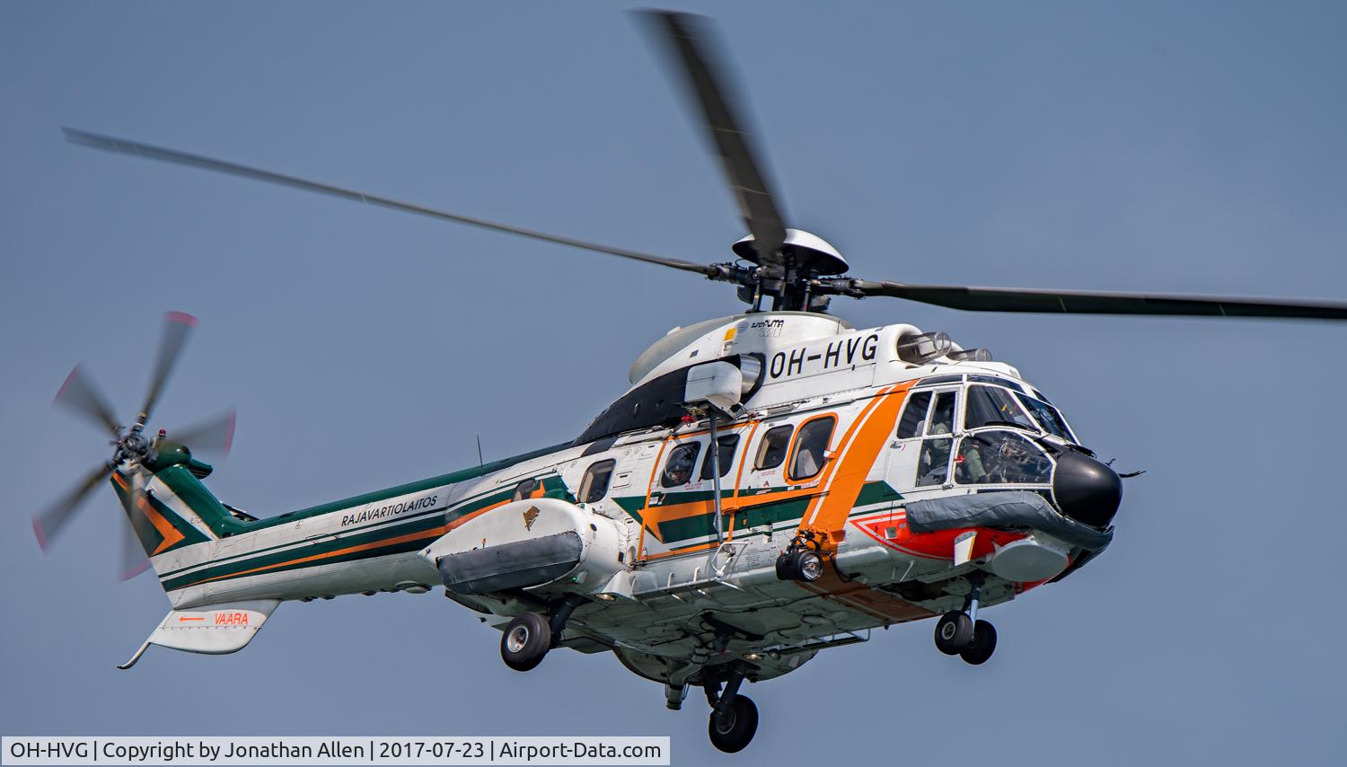 OH-HVG, 1995 Aerospatiale AS-332L-1 Super Puma C/N 2221, Out for a look at the departing 