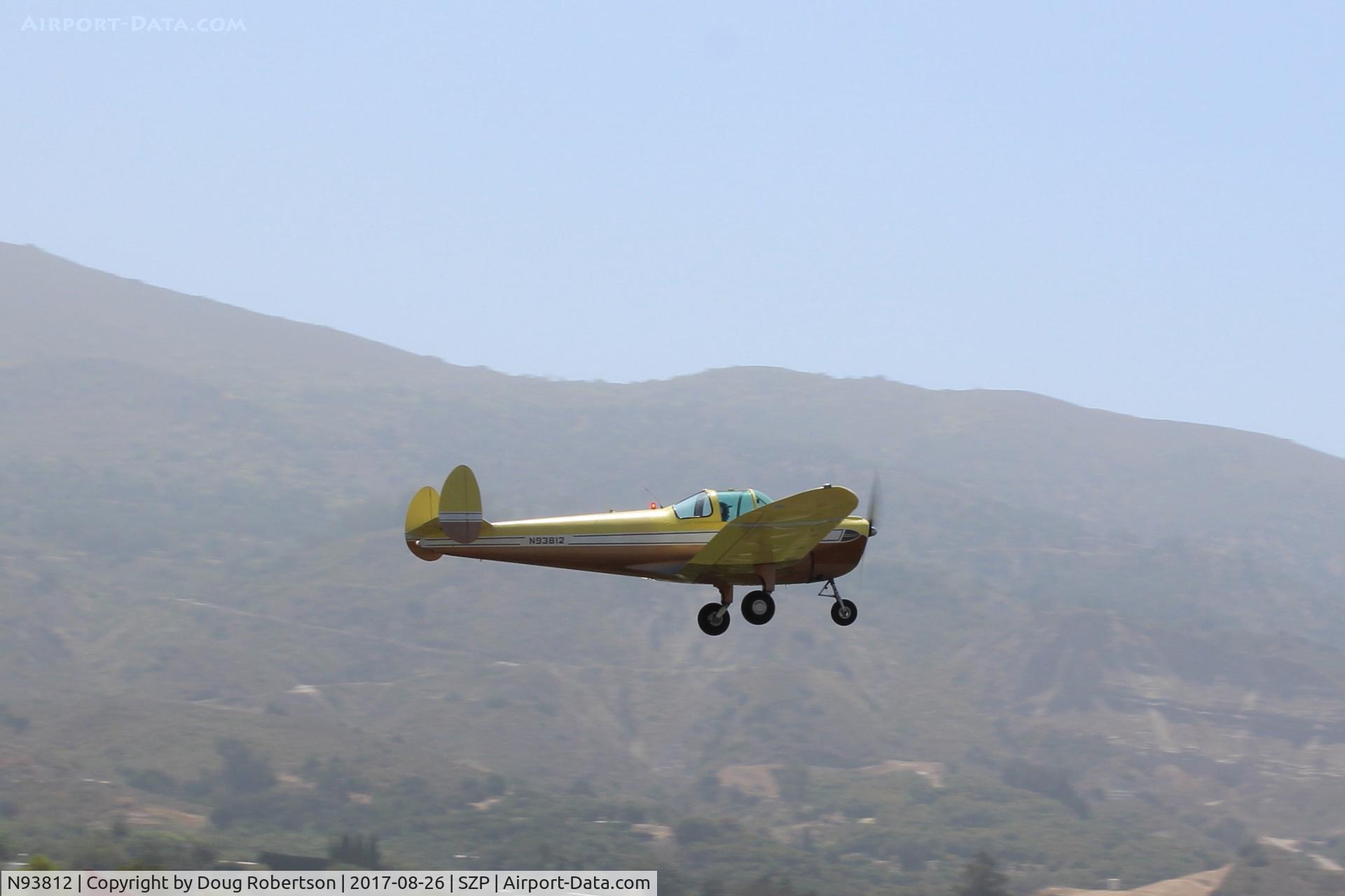 N93812, 1946 Erco 415C Ercoupe C/N 1135, 1946 ERCO ERCOUPE 415-C, Continental A&C75 75 Hp upgrade, takeoff climb Rwy 22