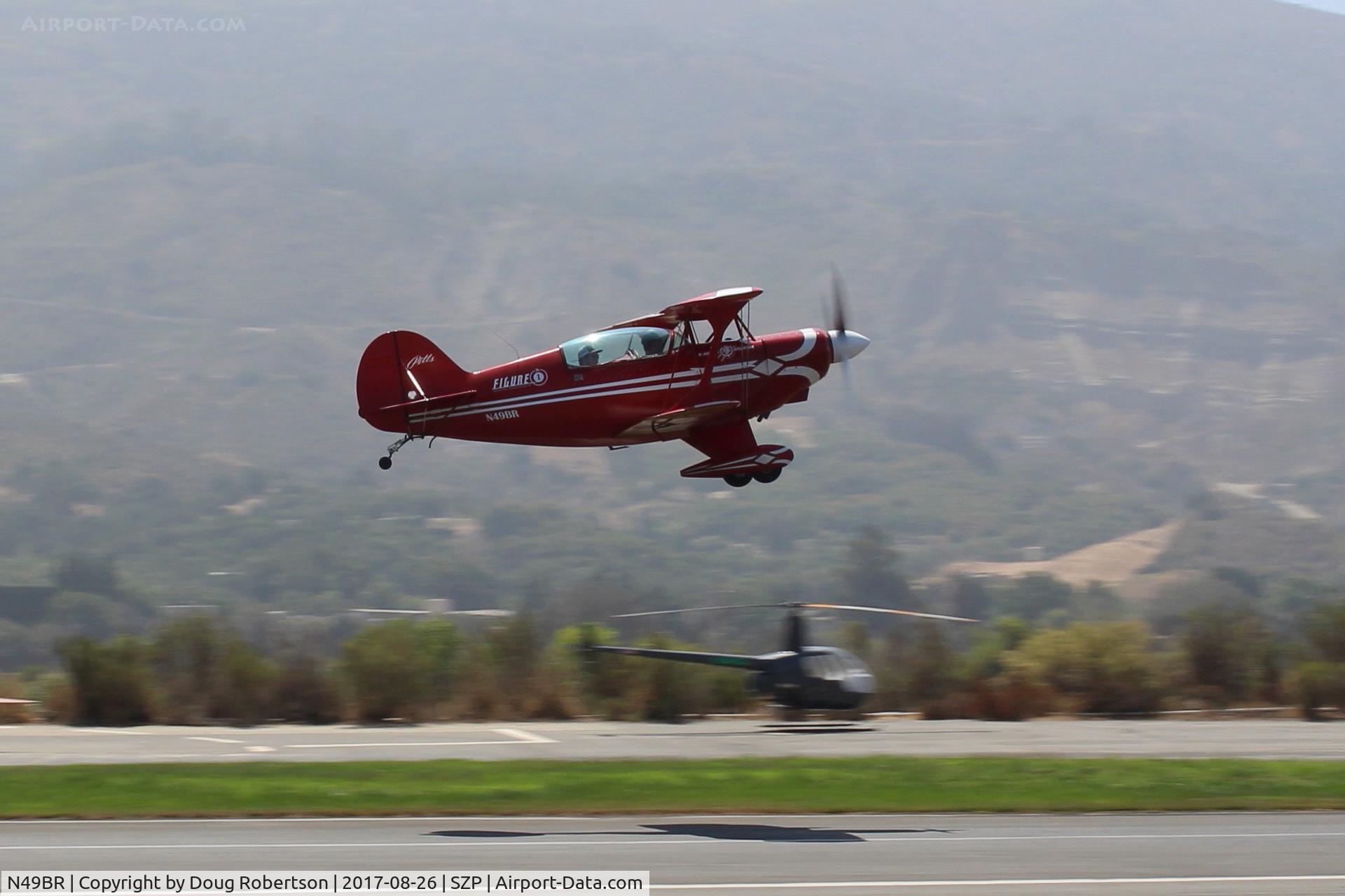 N49BR, Pitts S-2A Special C/N 2212, 1983 Aerotek PITTS S-2A SPECIAL, Lycoming AEIO-360 180 Hp, takeoff climb Rwy 22