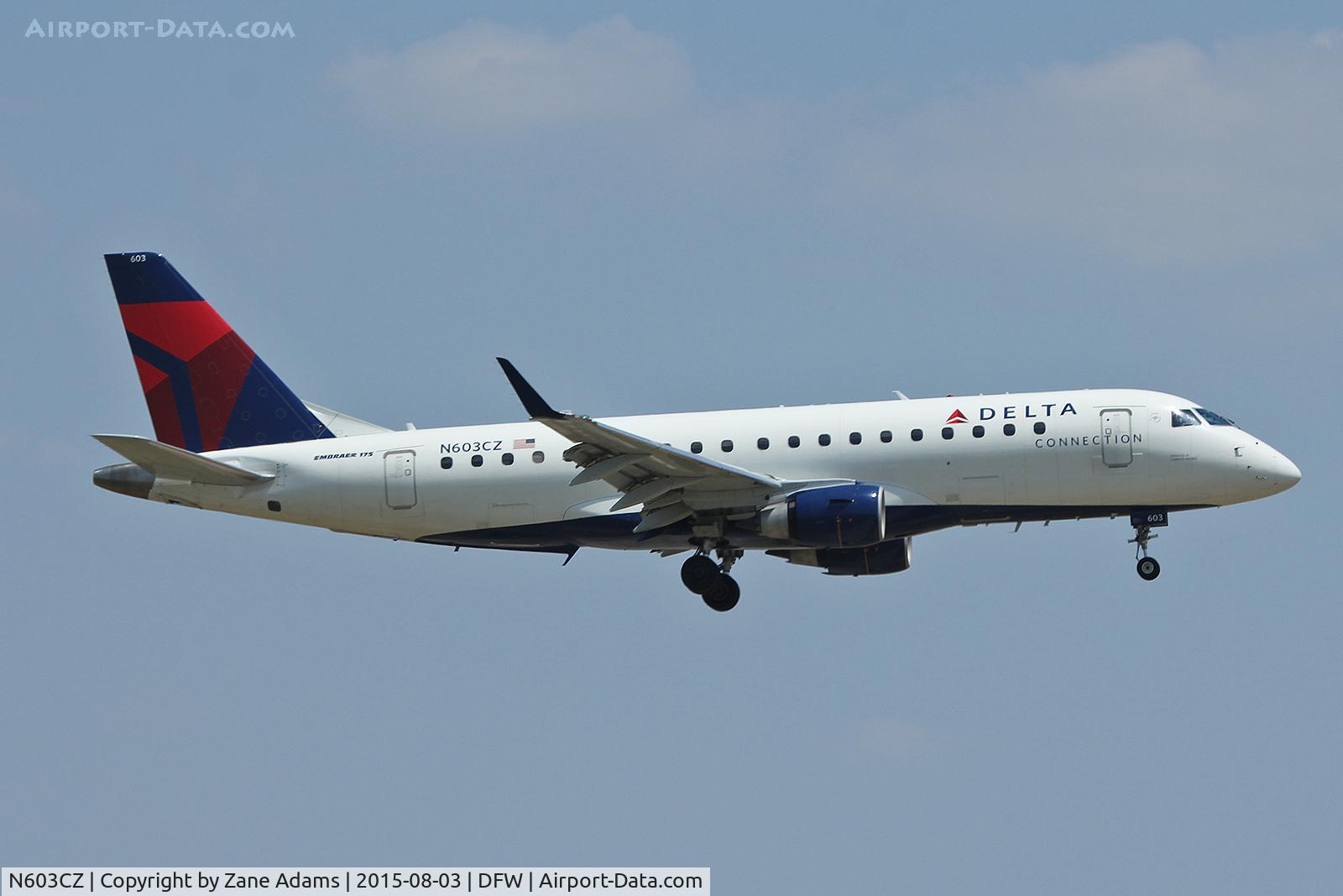 N603CZ, 2007 Embraer 175LR (ERJ-170-200LR) C/N 17000176, Arriving at DFW Airport