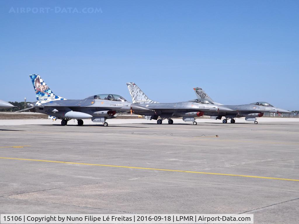 15106, Lockheed F-16A Fighting Falcon C/N AA-6, During the LPMR open day. The special tail's of that day.