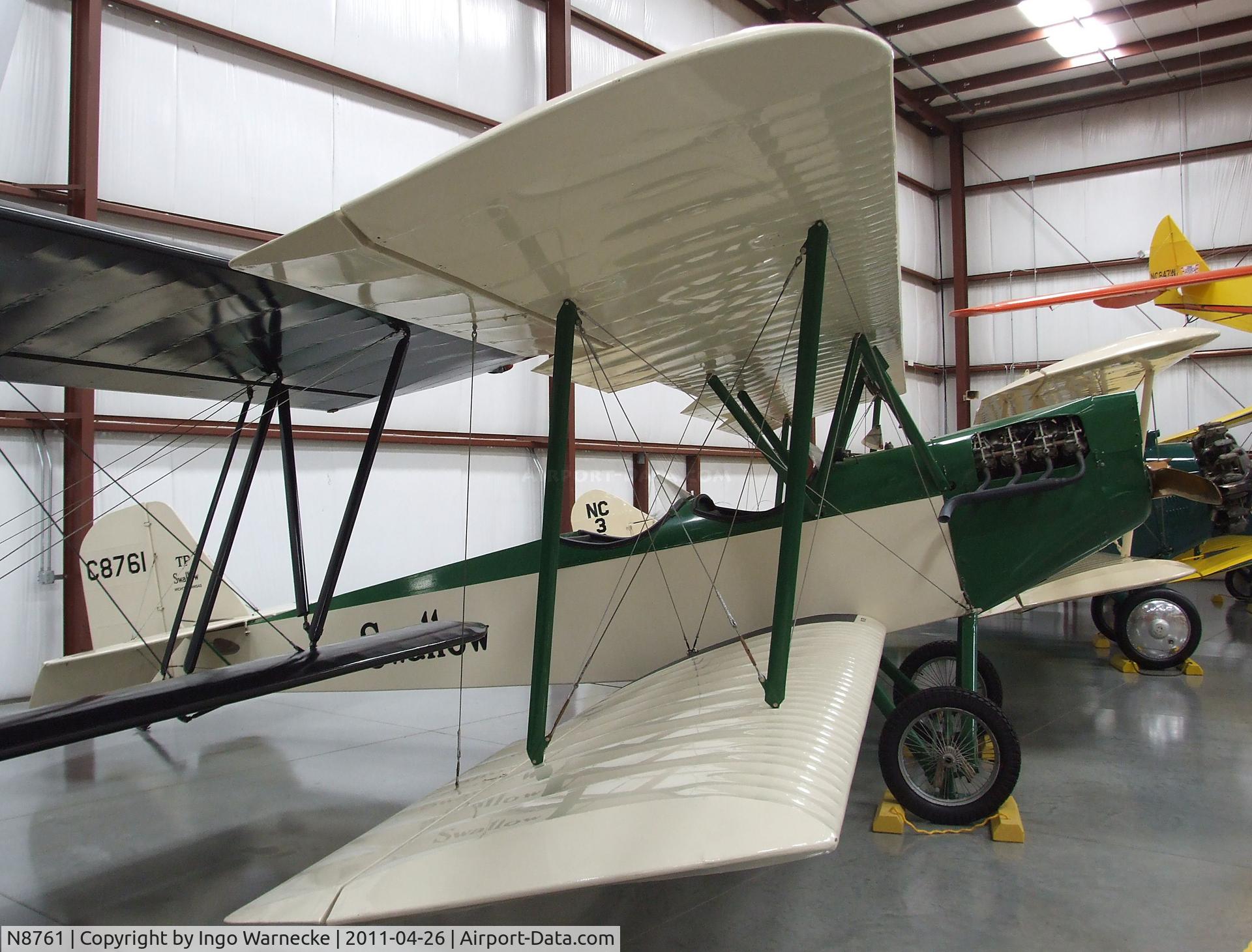 N8761, Swallow Airplane Manufacturing Co Swallow TP C/N 161, Swallow Airplane Mfg Co Swallow TP at the Yanks Air Museum, Chino CA