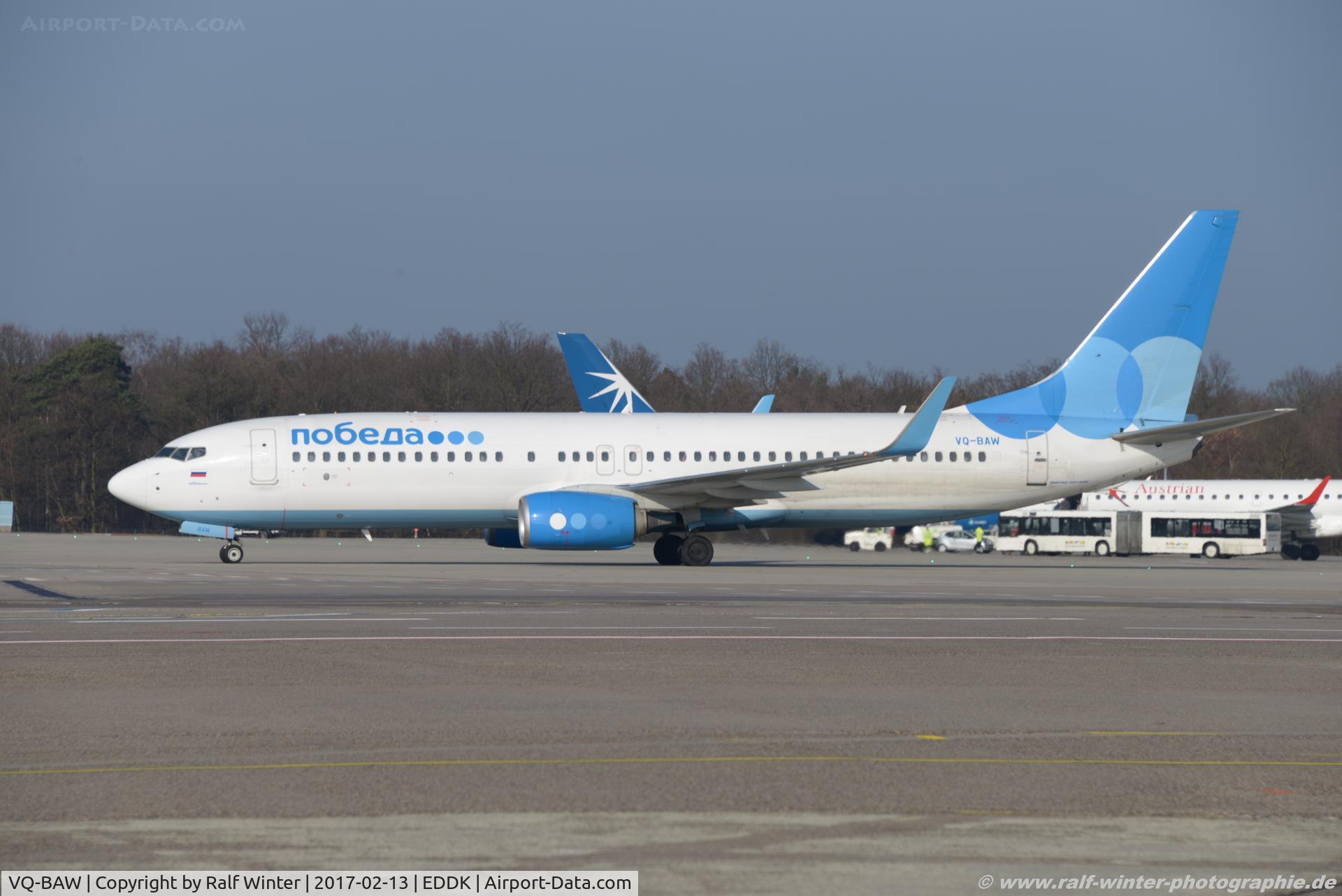 VQ-BAW, 2015 Boeing 737-8LJ C/N 43666, Boeing 737-8MA(W) - DP PBD Pobeda - 43666 - VQ-BAW - 13.02.2017 - CGN