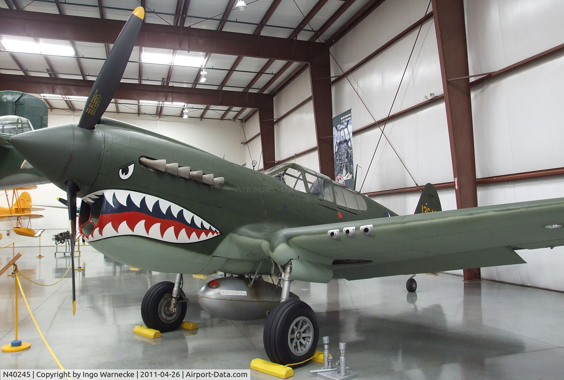 N40245, Curtiss P-40E Warhawk C/N 1038, Curtiss P-40E Warhawk at the Yanks Air Museum, Chino CA