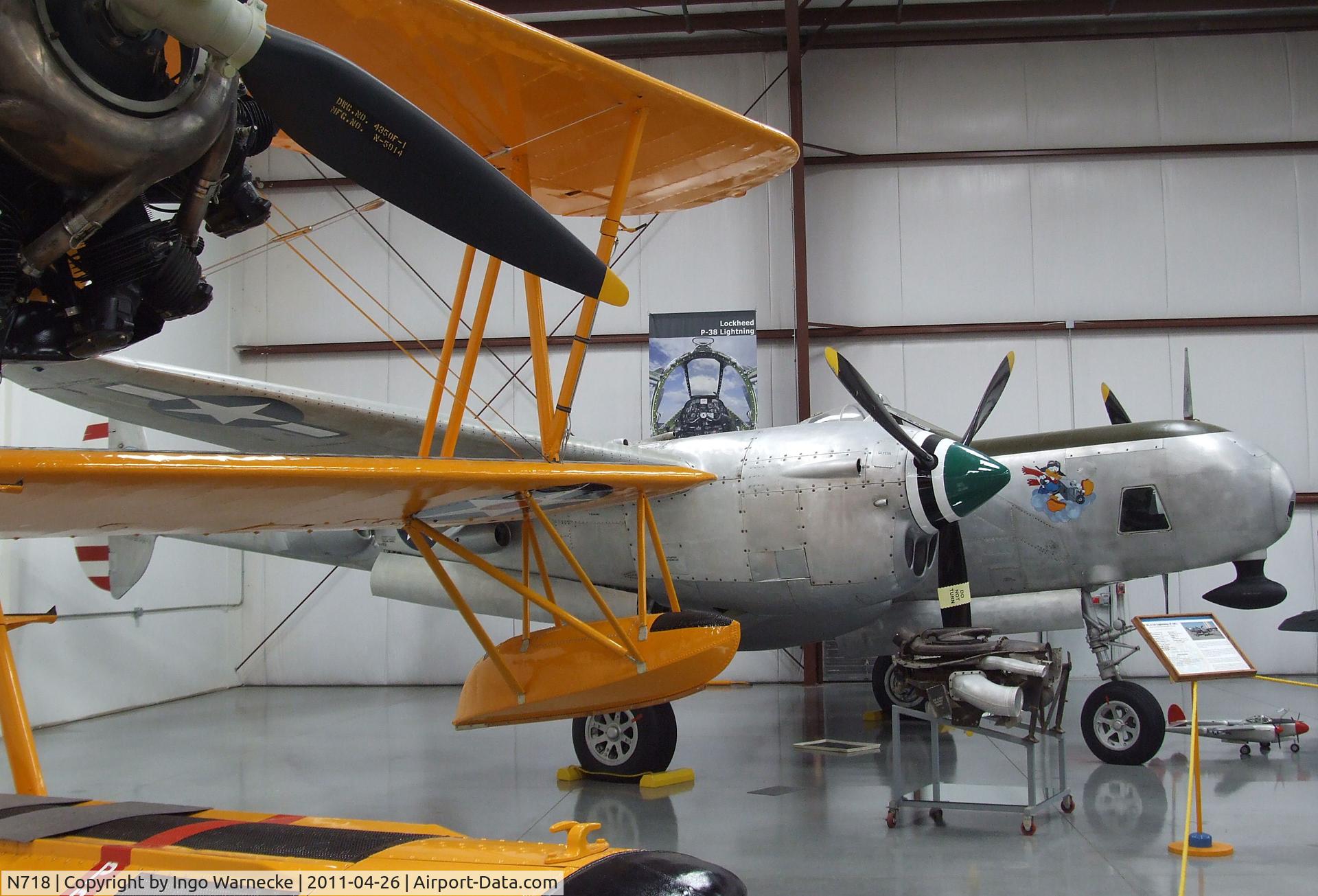 N718, 1944 Lockheed P-38L C/N 8187, Lockheed P-38L (F-5G) Lightning at the Yanks Air Museum, Chino CA