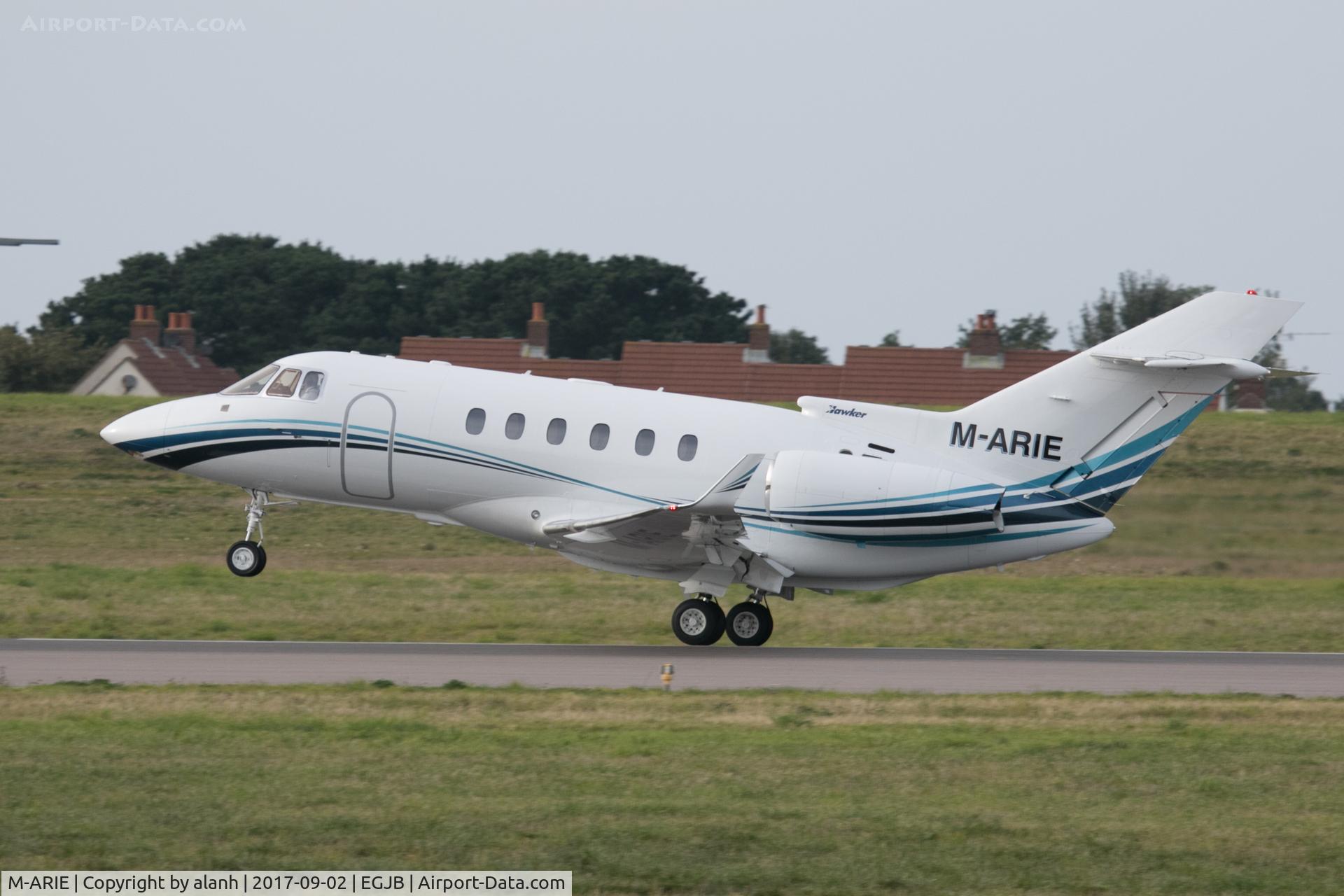 M-ARIE, 2002 Raytheon Hawker 800XP C/N 258600, Departing Guernsey