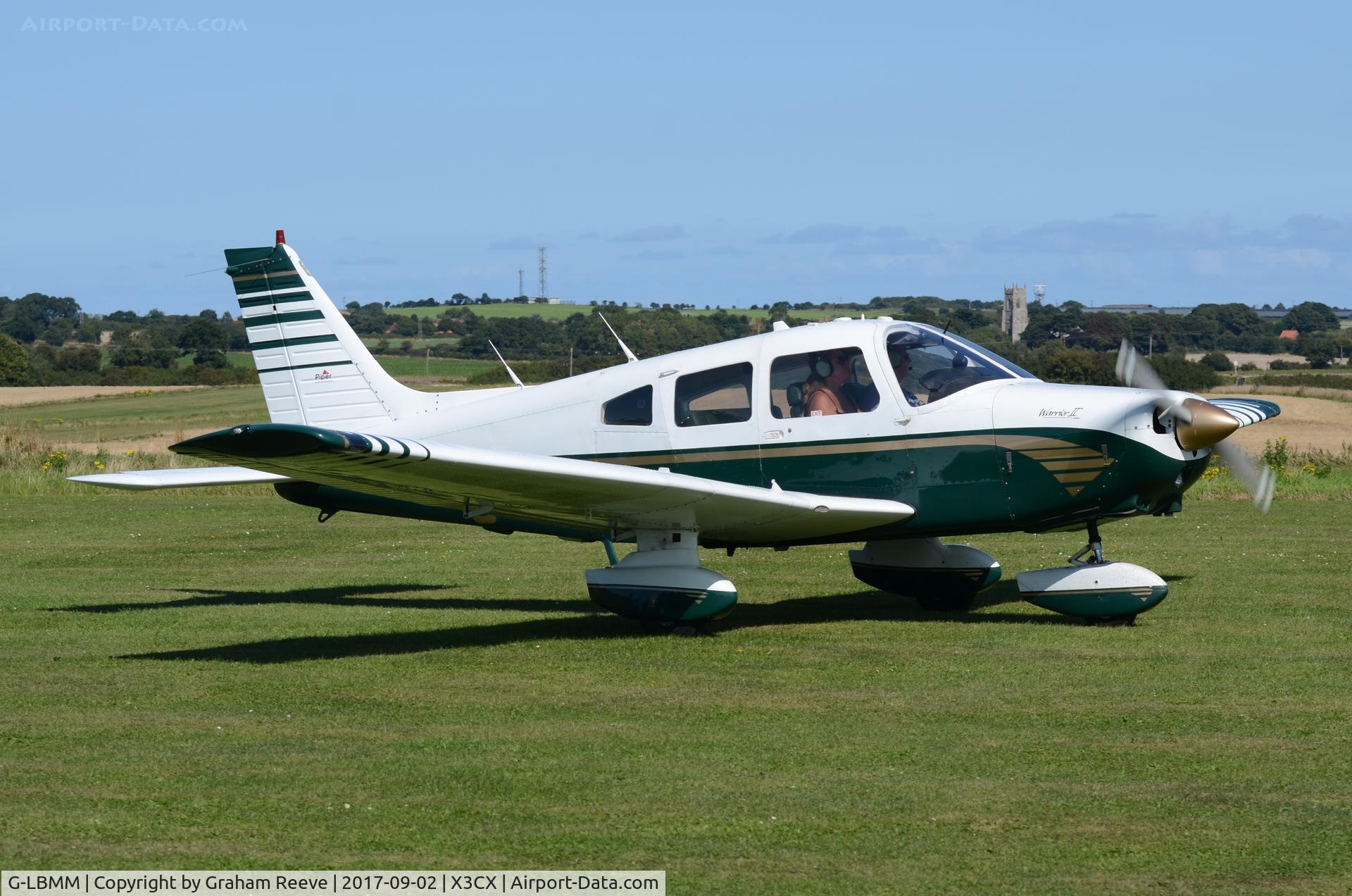 G-LBMM, 1978 Piper PA-28-161 Cherokee Warrior II C/N 28-7816440, Just landed at Northrepps.