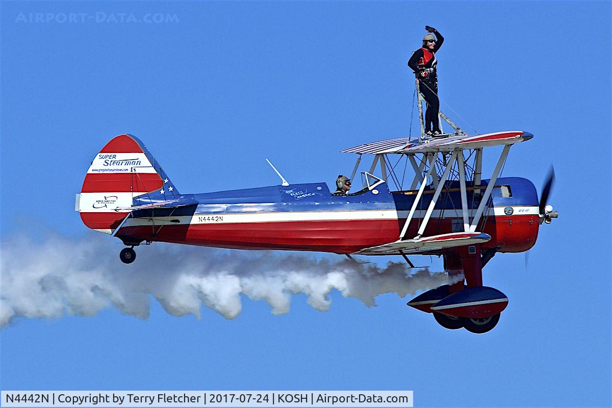 N4442N, 1943 Boeing A75N1 (PT17) C/N 75-7893, At 2017 EAA AirVenture at Oshkosh