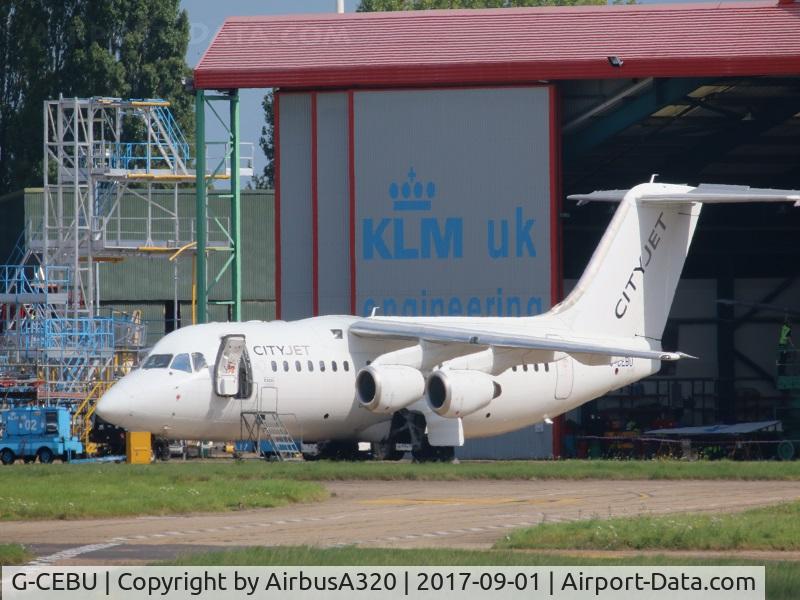 G-CEBU, 1998 BAE Systems Avro 146-RJ85 C/N E.2335, Former EI-RJE of Cityjet has been at Norwich since being withdrawn in June 2017, belive she awaiting to be stripped and latter scrapped at Norwich, time will tell