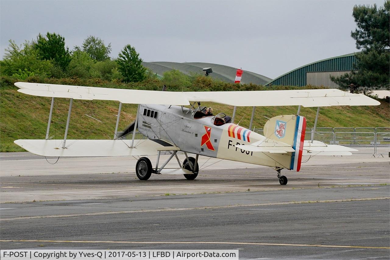 F-POST, Breguet 14P Replica C/N 150AB, Breguet 14P Replica, Taxiing to parking area, Bordeaux-Mérignac airport (LFBD-BOD) Open day 2017