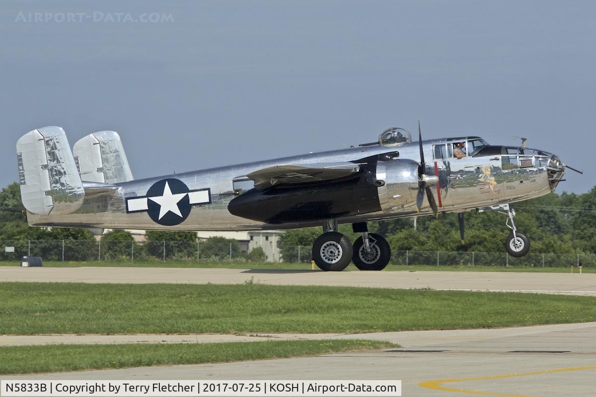 N5833B, 1945 North American B-25J Mitchell Mitchell C/N 108-47735, at 2017 AirVenture at Oshkosh