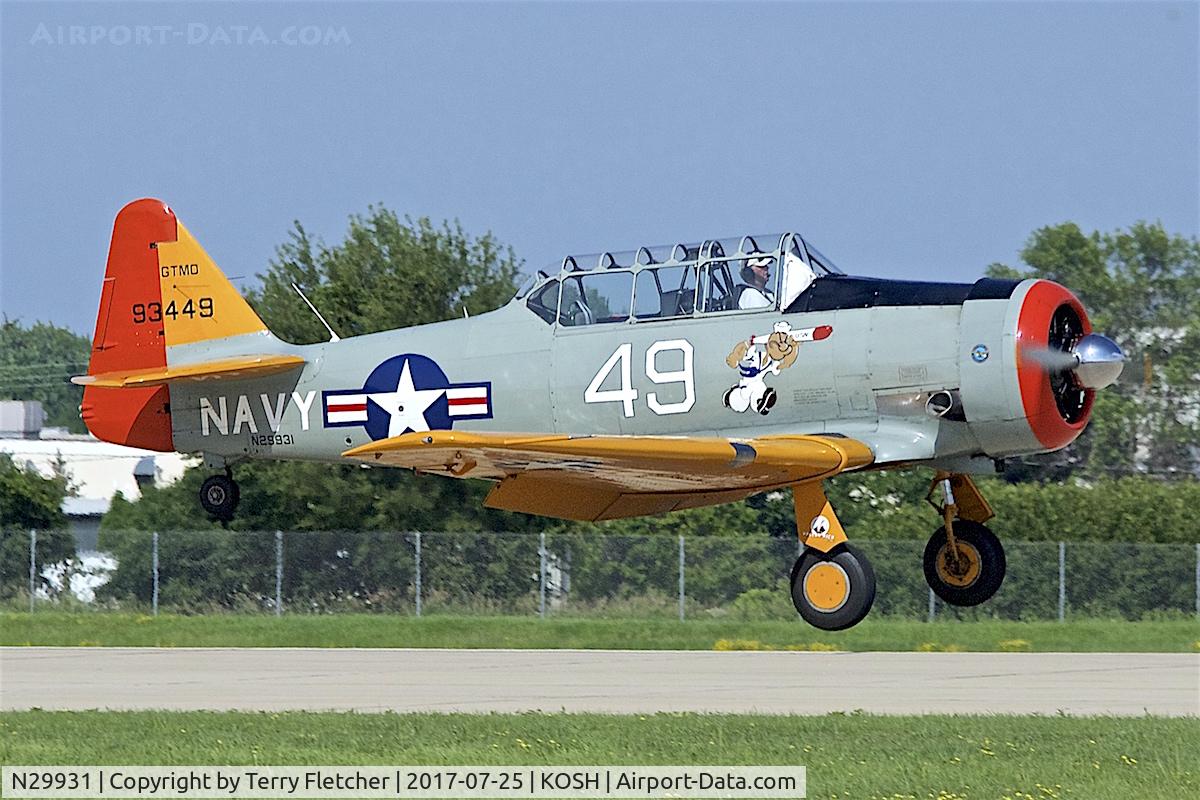 N29931, 1943 North American AT-6G Texan C/N 168-583 (49-3449), at 2017 AirVenture at Oshkosh