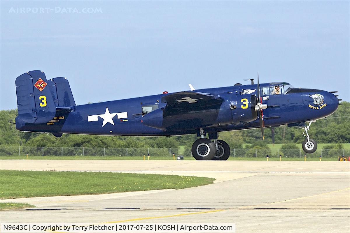 N9643C, 1944 North American B-25J Mitchell Mitchell C/N 108-47512, at 2017 AirVenture at Oshkosh