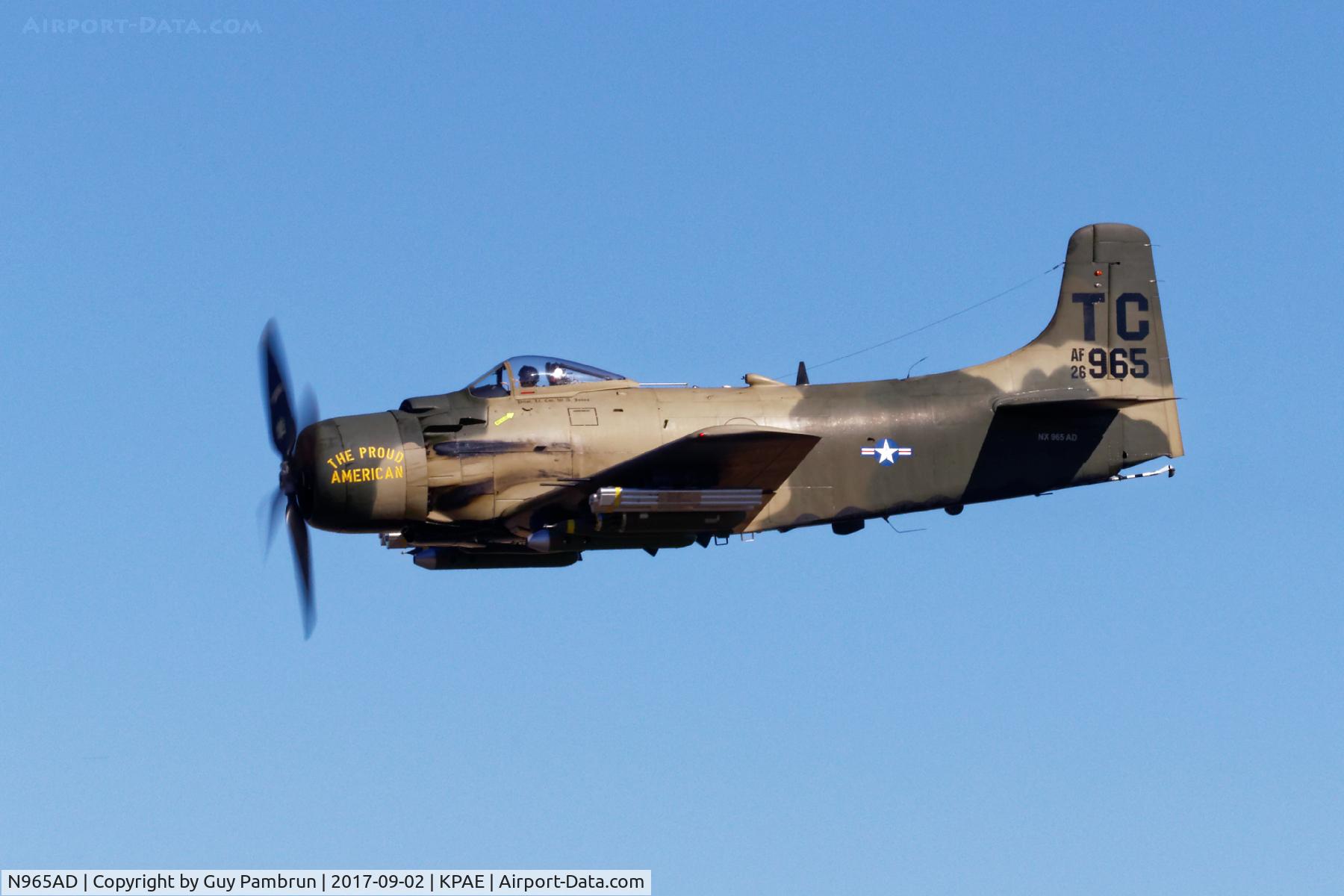 N965AD, 1952 Douglas A-1D Skyraider (AD-4NA) C/N 7765, Vintage Aircraft Weekend @ Historic Flight Foundation Payne Field, Mukilteo, WA Sept 2, 2017
