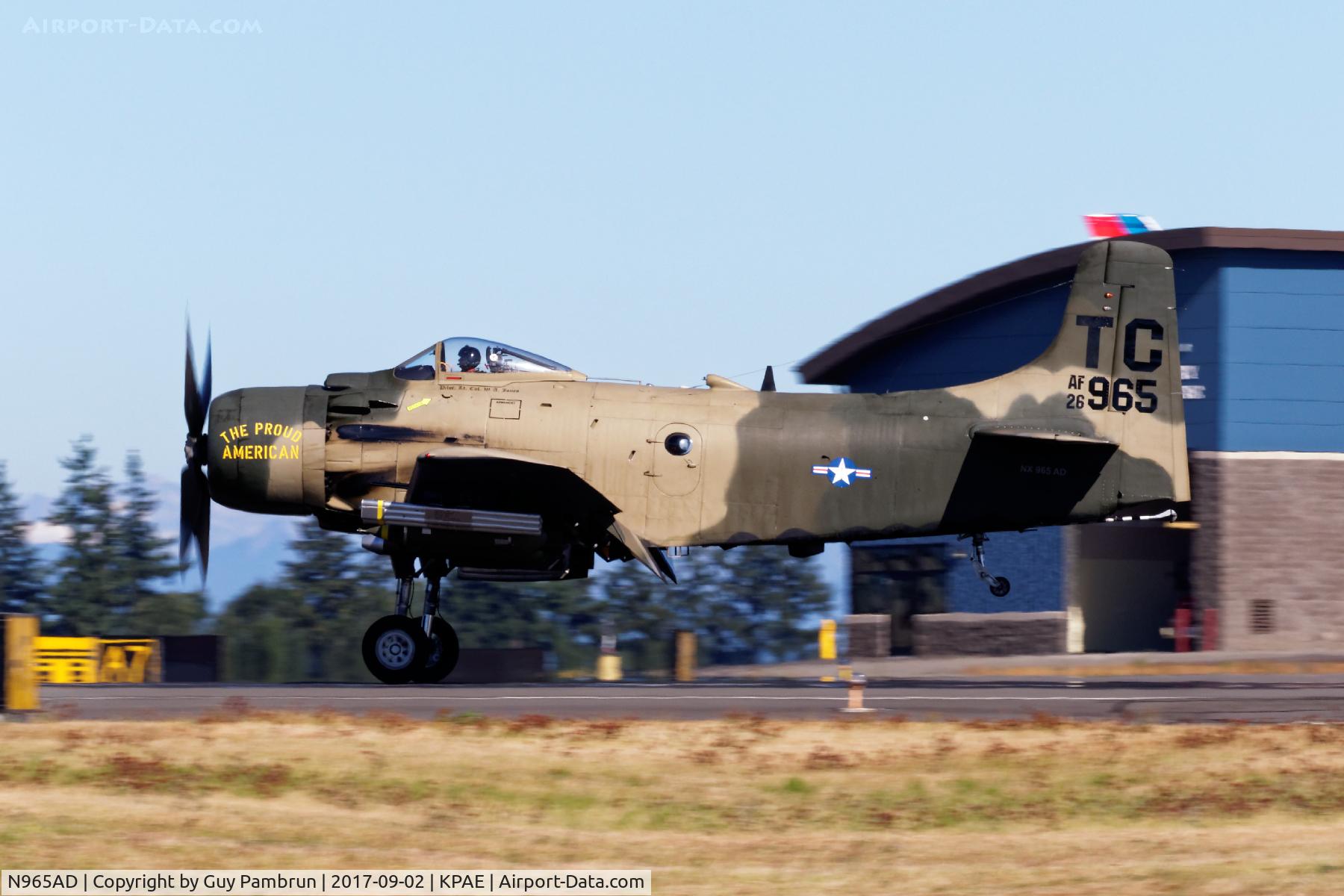 N965AD, 1952 Douglas A-1D Skyraider (AD-4NA) C/N 7765, Vintage Aircraft Weekend @ Historic Flight Foundation Payne Field, Mukilteo, WA Sept 2, 2017