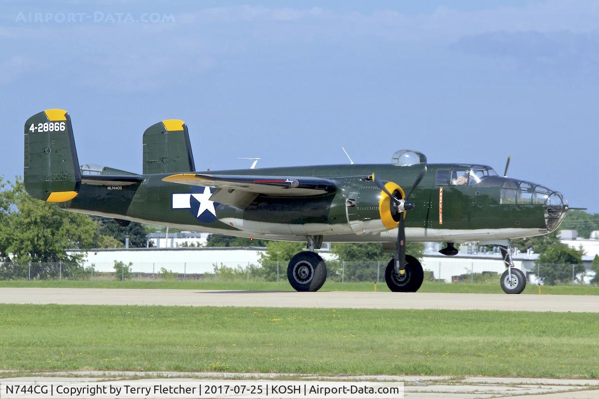 N744CG, 1944 North American B-25N Mitchell C/N 108-32141, at 2017 AirVenture at Oshkosh