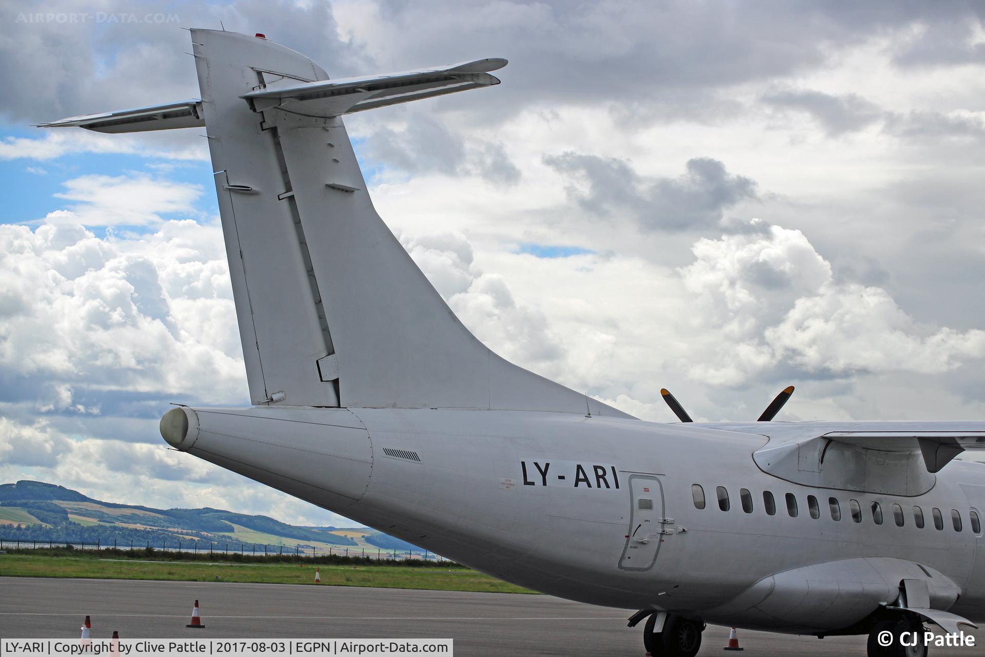 LY-ARI, 1986 ATR 42-312 C/N 012A, On lease to Flybe for EGPN-EGSS service