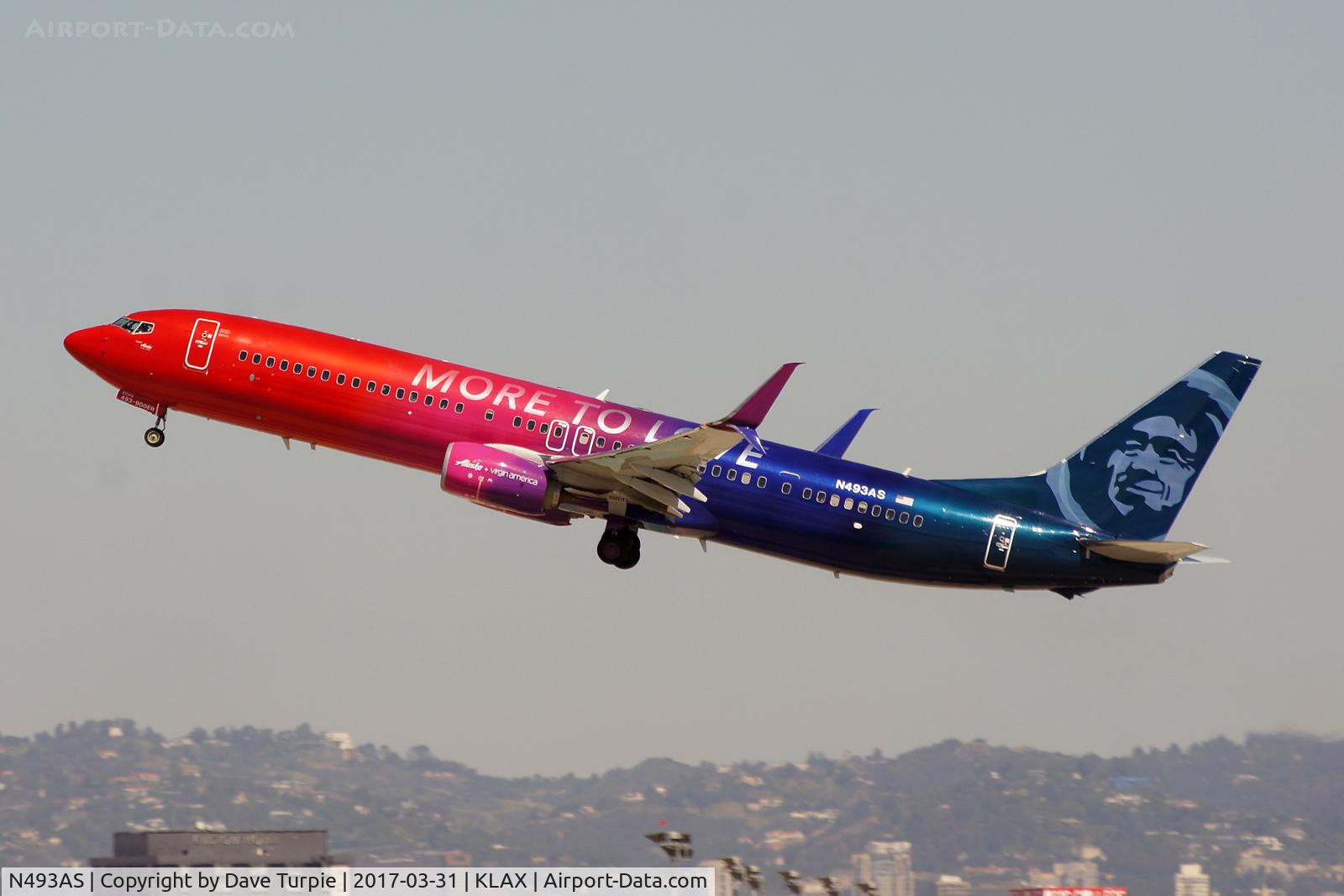 N493AS, 2016 Boeing 737-990/ER C/N 41727, Celebrating the merger with Virgin American.