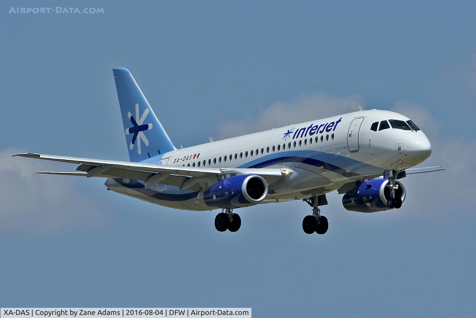 XA-DAS, 2014 Sukhoi SSJ 100-95B C/N 95072, Sukhoi Superjet Arriving at DFW Airport