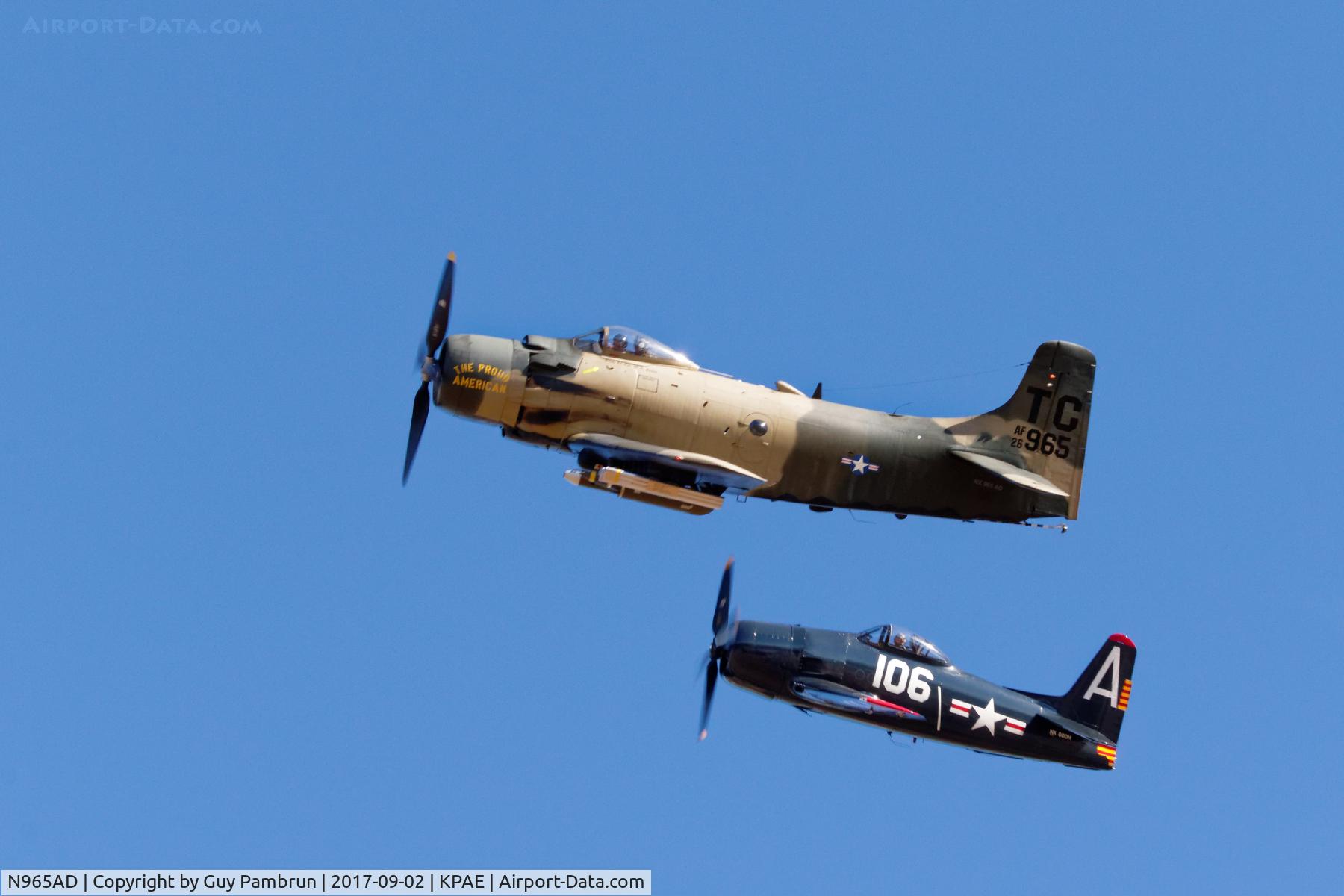 N965AD, 1952 Douglas A-1D Skyraider (AD-4NA) C/N 7765, & NX800H 1949 Grumman F8F-2 Bearcat

Vintage Aircraft Weekend @ Historic Flight Foundation Payne Field, Mukilteo, WA Sept 2, 2017