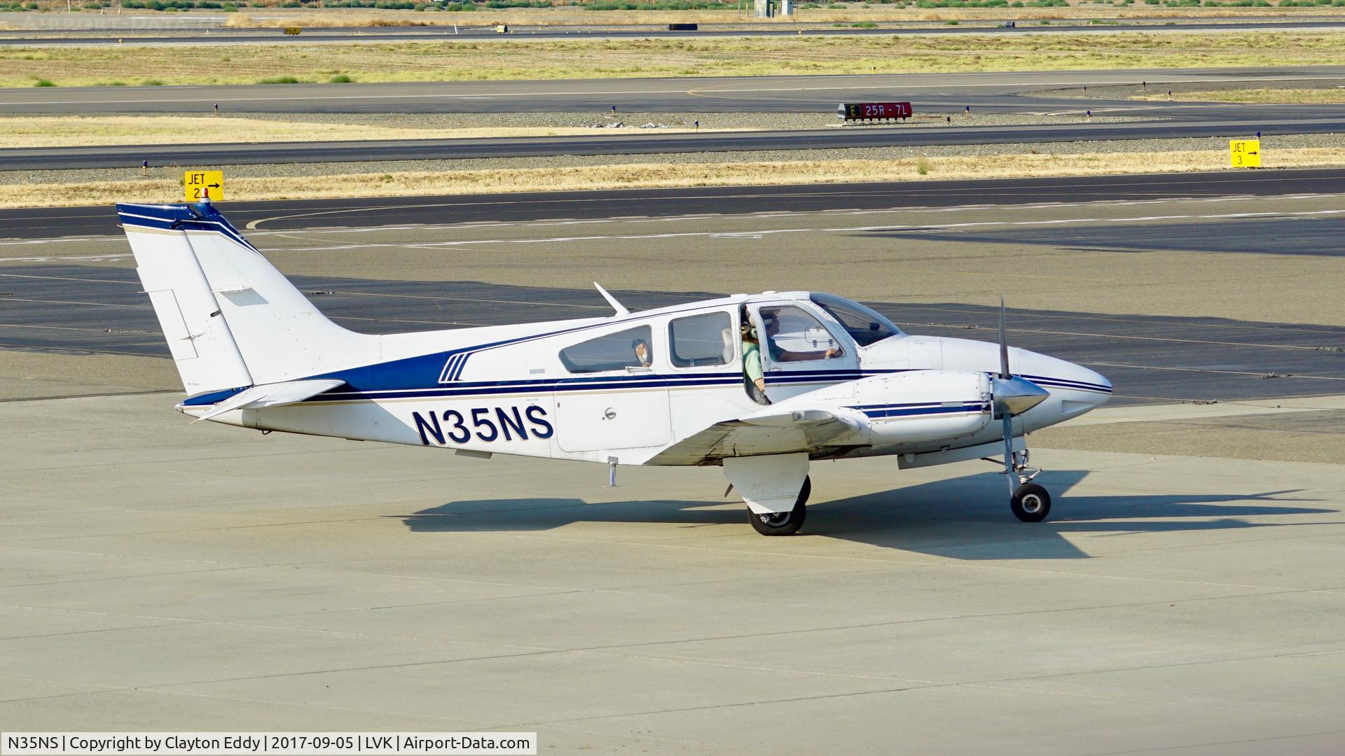 N35NS, 1975 Beech B-55 C/N TC-1827, Livermore Airport California 2017.