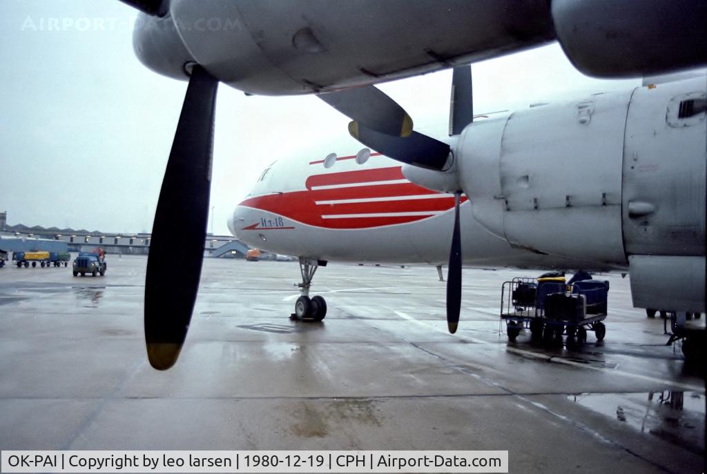 OK-PAI, 1967 Ilyushin IL-18V C/N 187009903, Copenhagen 19.12.1980
