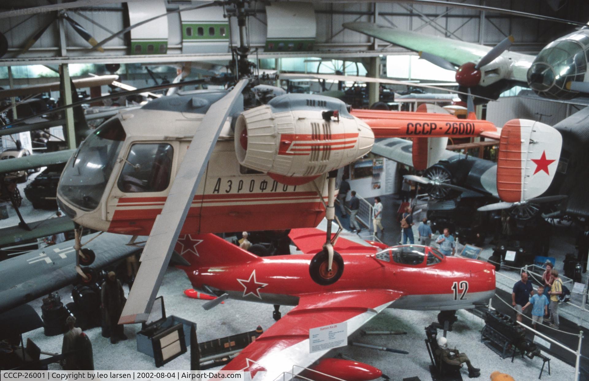 CCCP-26001, 1973 Kamov Ka-26 Hoodlum C/N 7303204, Sinsheim Museum 4.8.2002.Fake reg,ex D-HBAU,CCCP-24054(2)