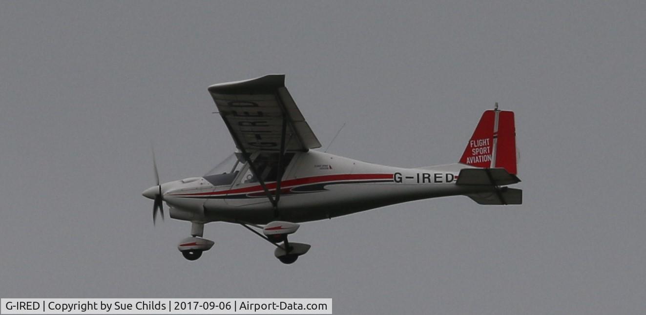 G-IRED, 2012 Comco Ikarus C42 FB100 Bravo C/N 1207-7210, Just seen over Cannock Chase by the Pye Green Tower Staffordshire