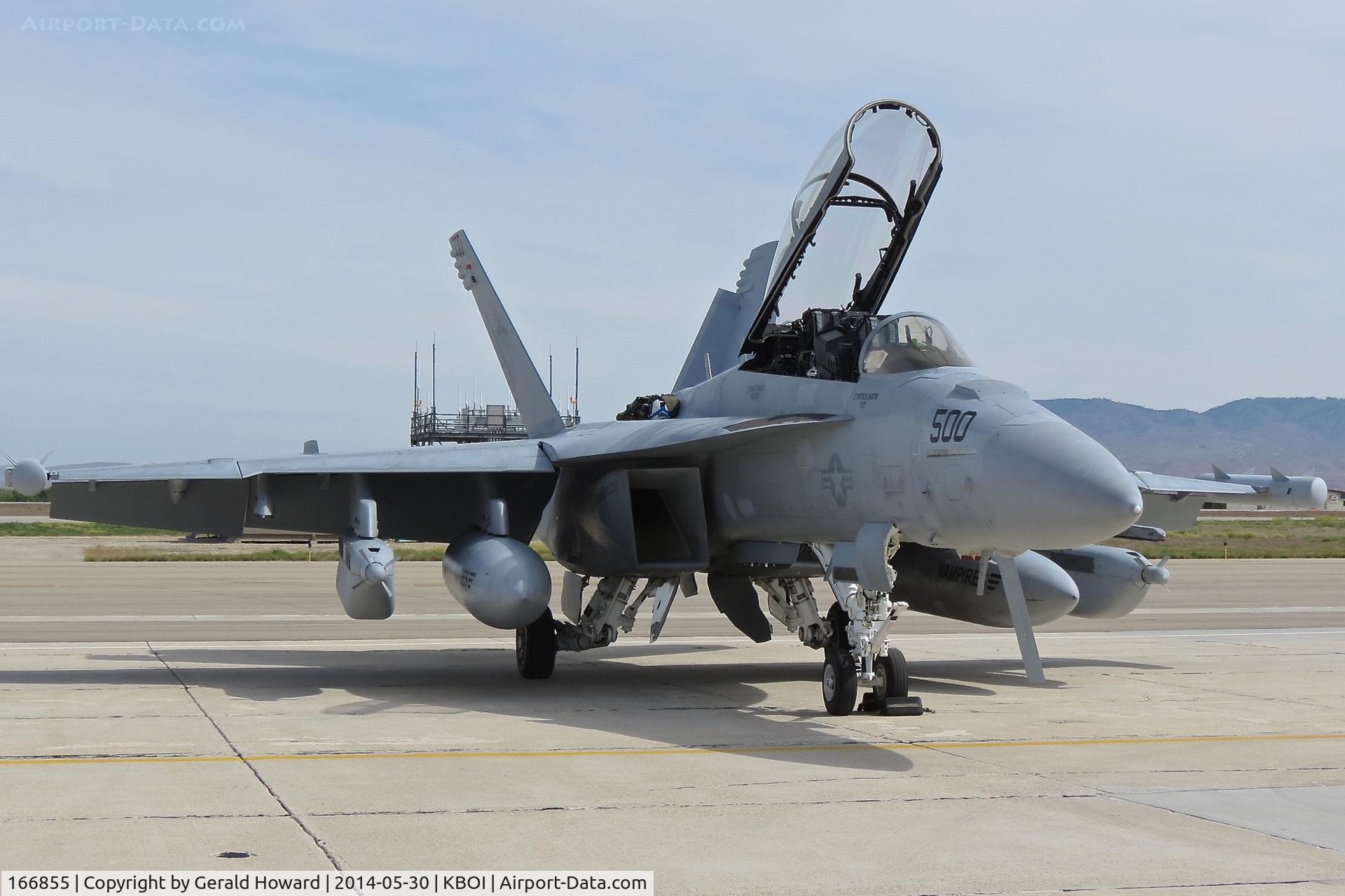 166855, Boeing EA-18G Growler C/N G-1, Parked on south GA ramp. VX-9 