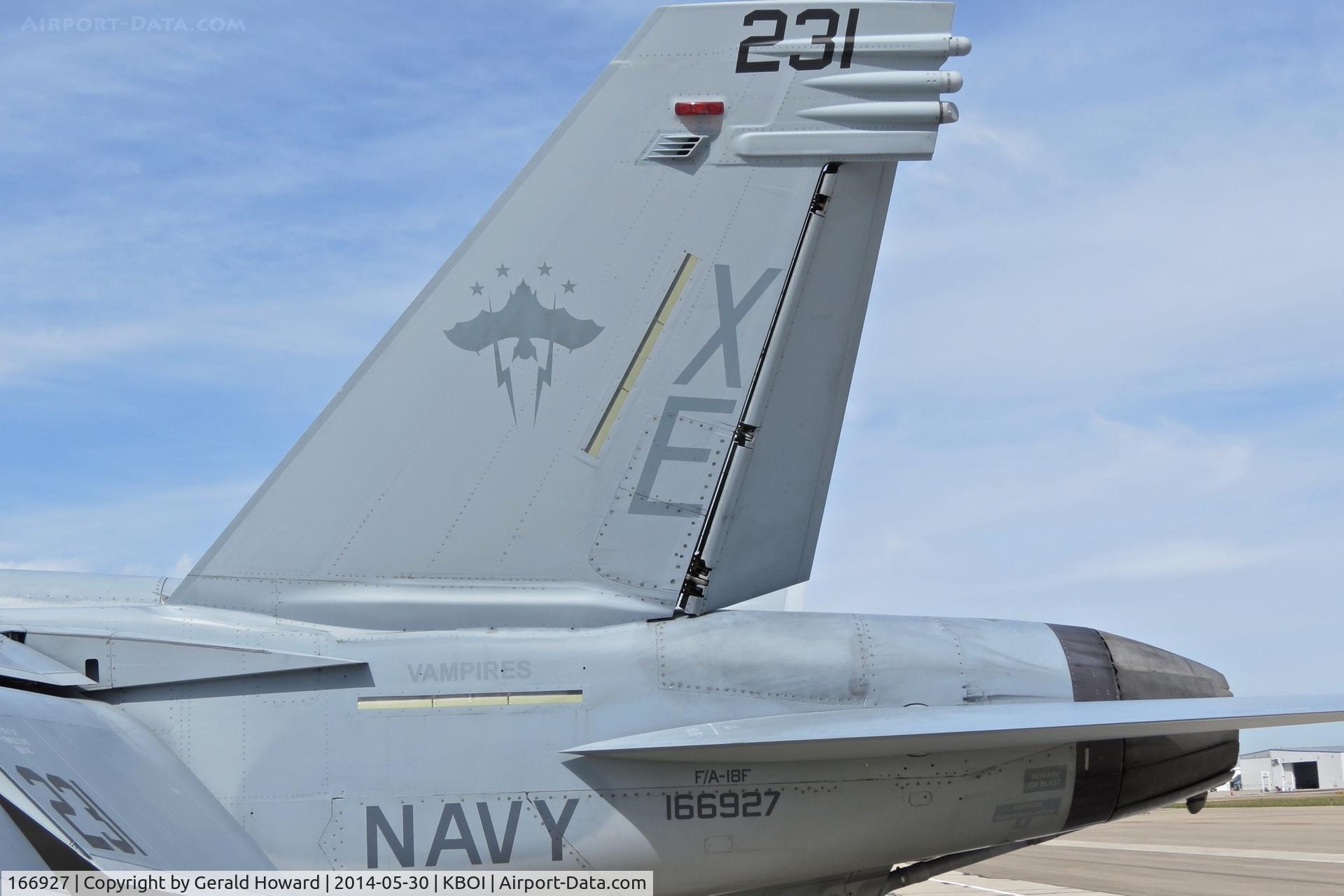 166927, Boeing F/A-18F Super Hornet C/N F235, Parked on south GA ramp. VX-9 