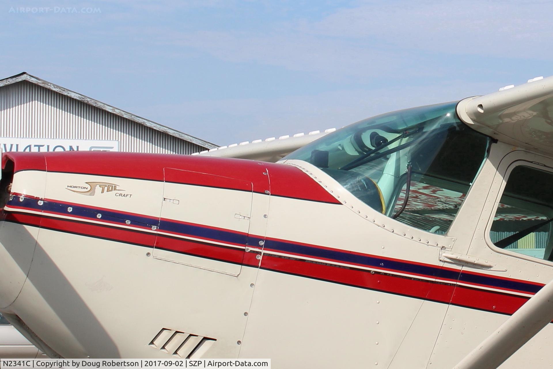 N2341C, 1953 Cessna 180 C/N 30641, 1953 Cessna 180 Horton STOL mods by STC, Continental O-470-A 225 Hp, Micro vortex generator mods on wings., logo. First year of C180 production.