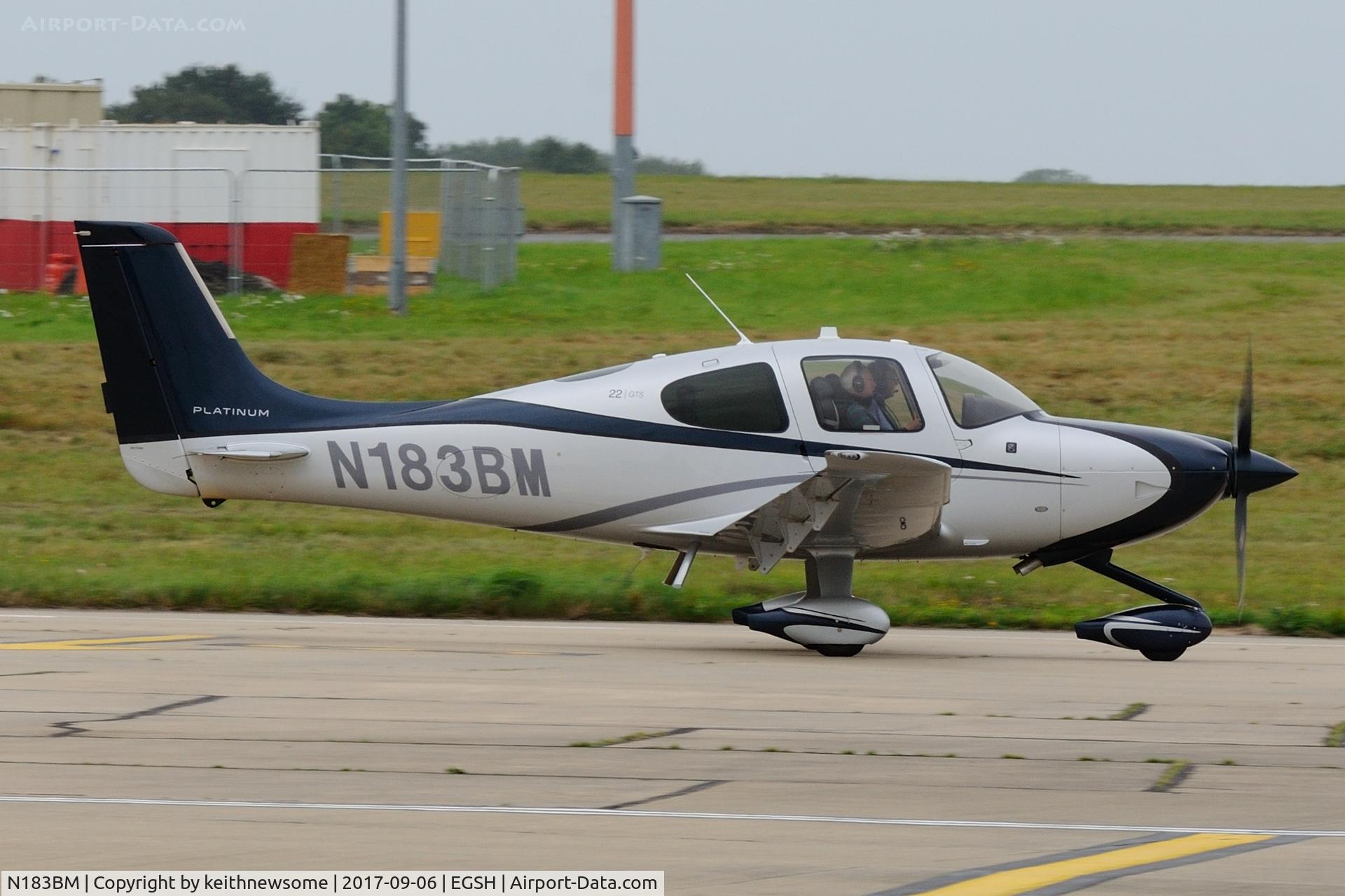 N183BM, 2014 Cirrus SR22 C/N 4080, Leaving Norwich.