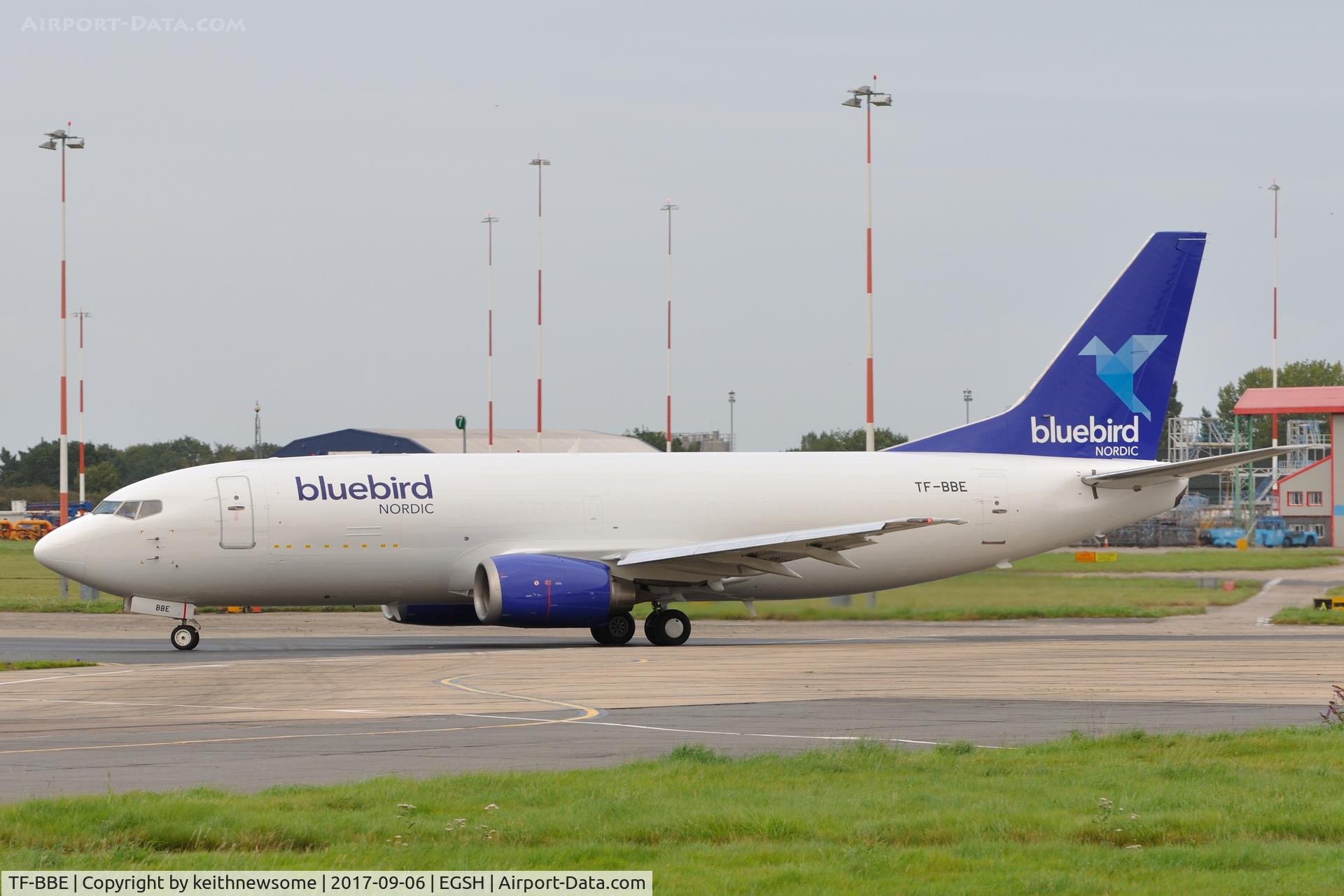 TF-BBE, 1991 Boeing 737-36EF C/N 25256, Leaving Norwich for Cologne