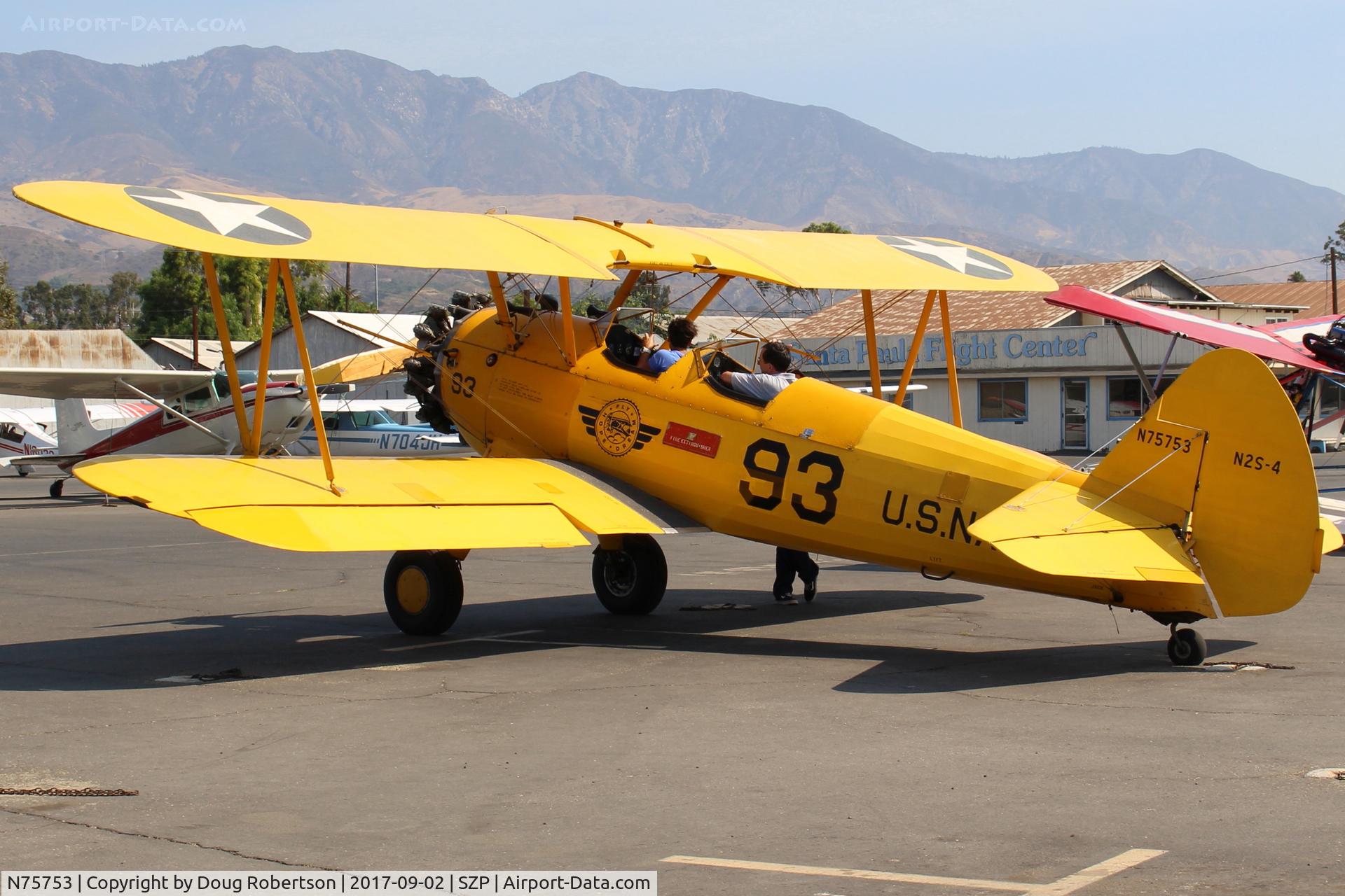 N75753, 1942 Boeing A75N1 (PT17) C/N 75-3521, 1942 Boeing Stearman A75N1 (PT-17) as Navy N2S-4 basic trainer, Continental W670 220 Hp radial
