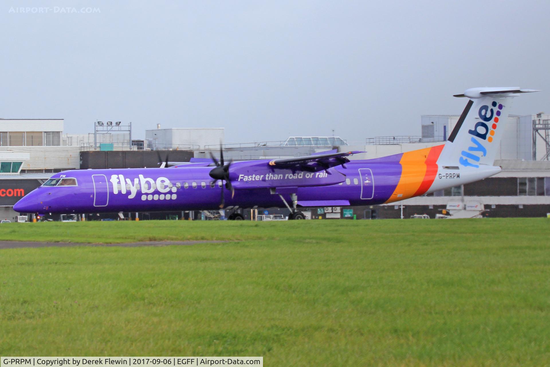 G-PRPM, 2008 Bombardier DHC-8-402 Dash 8 C/N 4188, Dash 8, Flybe, callsign Jersey 5BC, previously C-FNQH, N188WQ, seen landing on runway 30, out of	London City Airport.