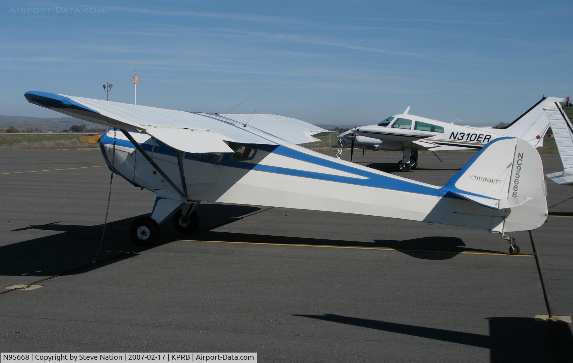 N95668, 1946 Taylorcraft BC12-D C/N 7968, Locally-based 1946 Taylorcraft BC-12D carrying NC95668 registration @ Paso Robles Municipal Airport, CA