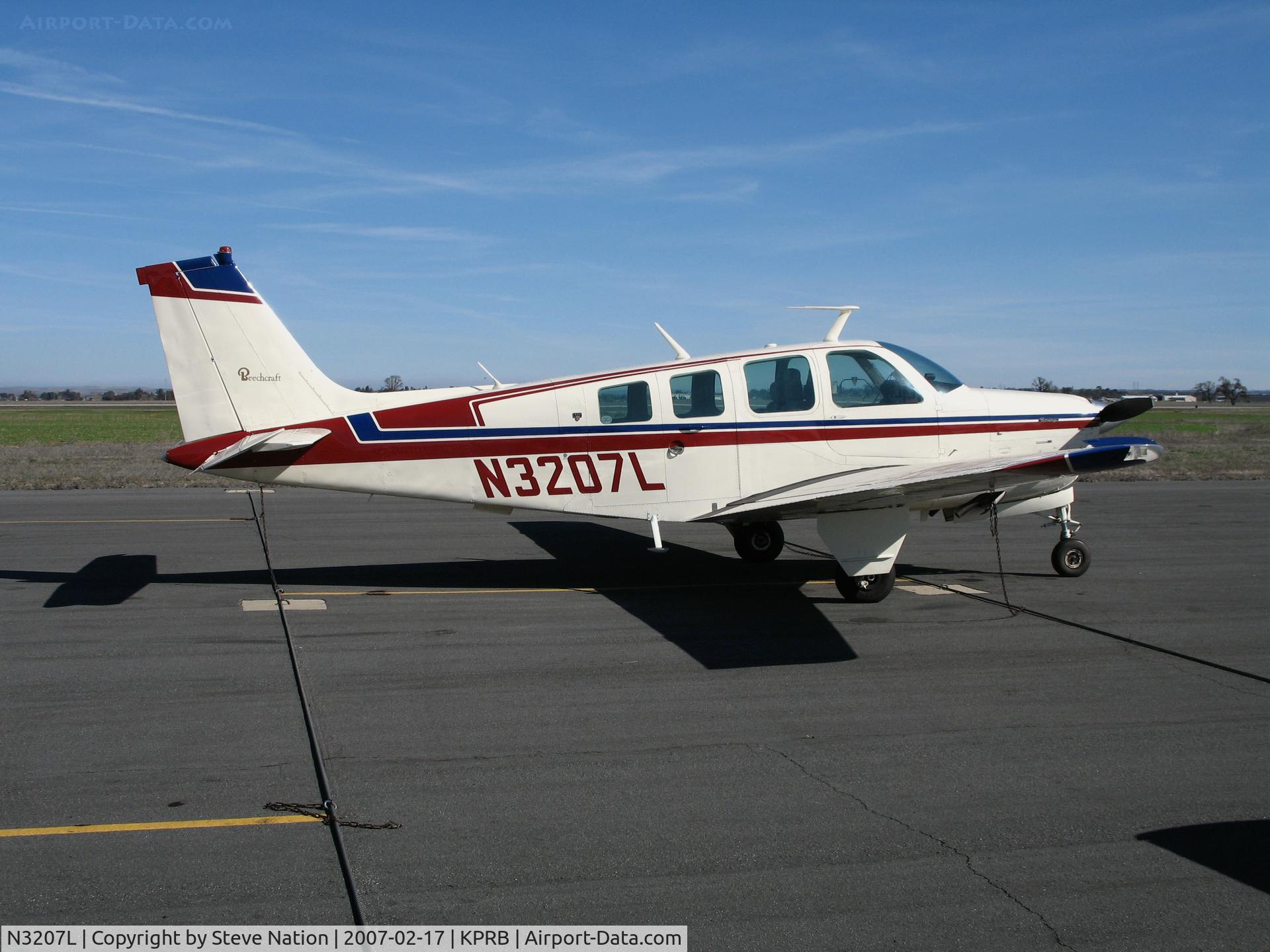 N3207L, 1976 Beech A36 Bonanza 36 C/N E-935, 1976 Beech A-36 visiting @ Paso Robles Municipal Airport, CA