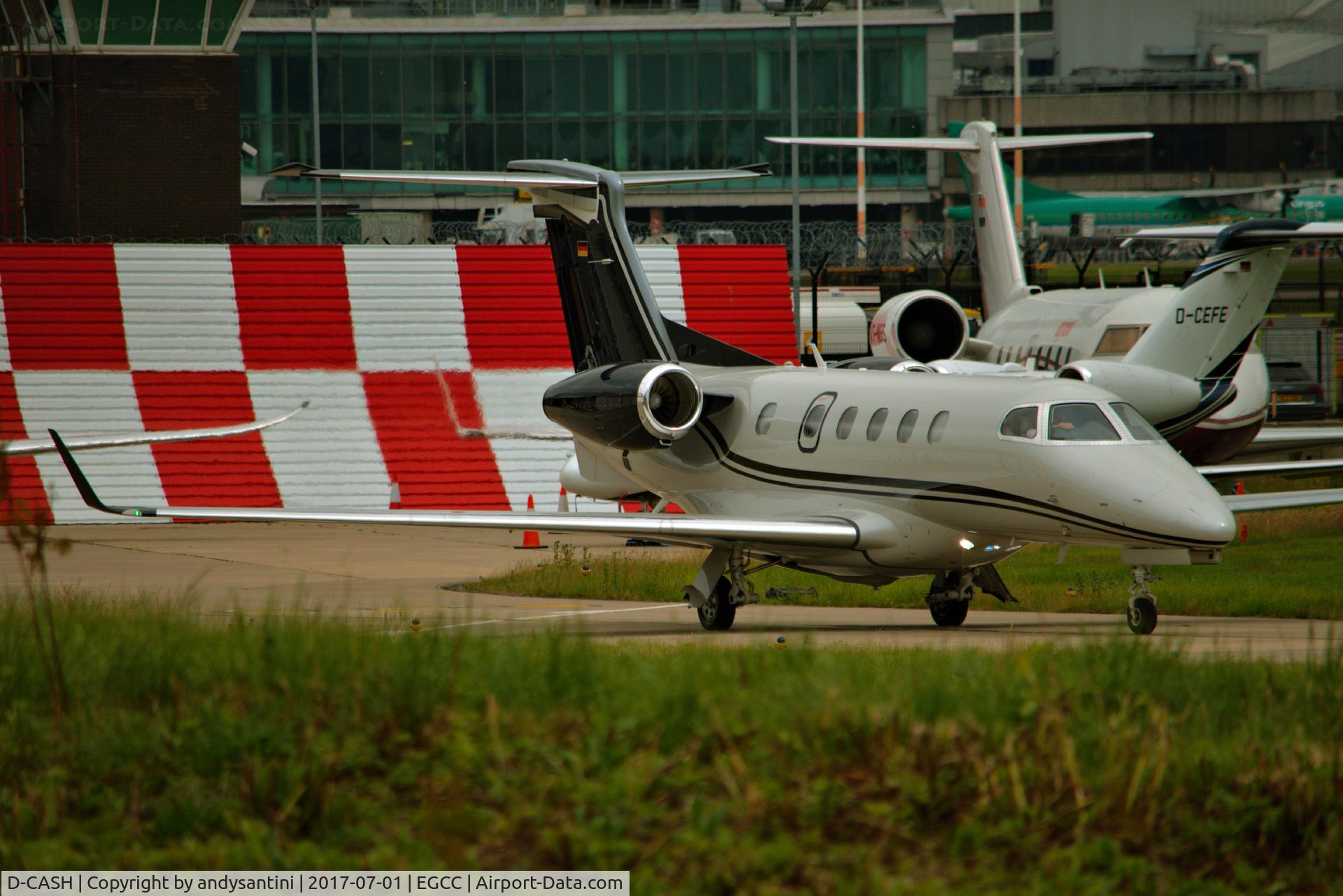 D-CASH, 2017 Embraer EMB-505 Phenom 300 C/N 50500398, just left the [FBO] exc ramp   D-CEFE on the [FBO] exc ramp in the back ground.