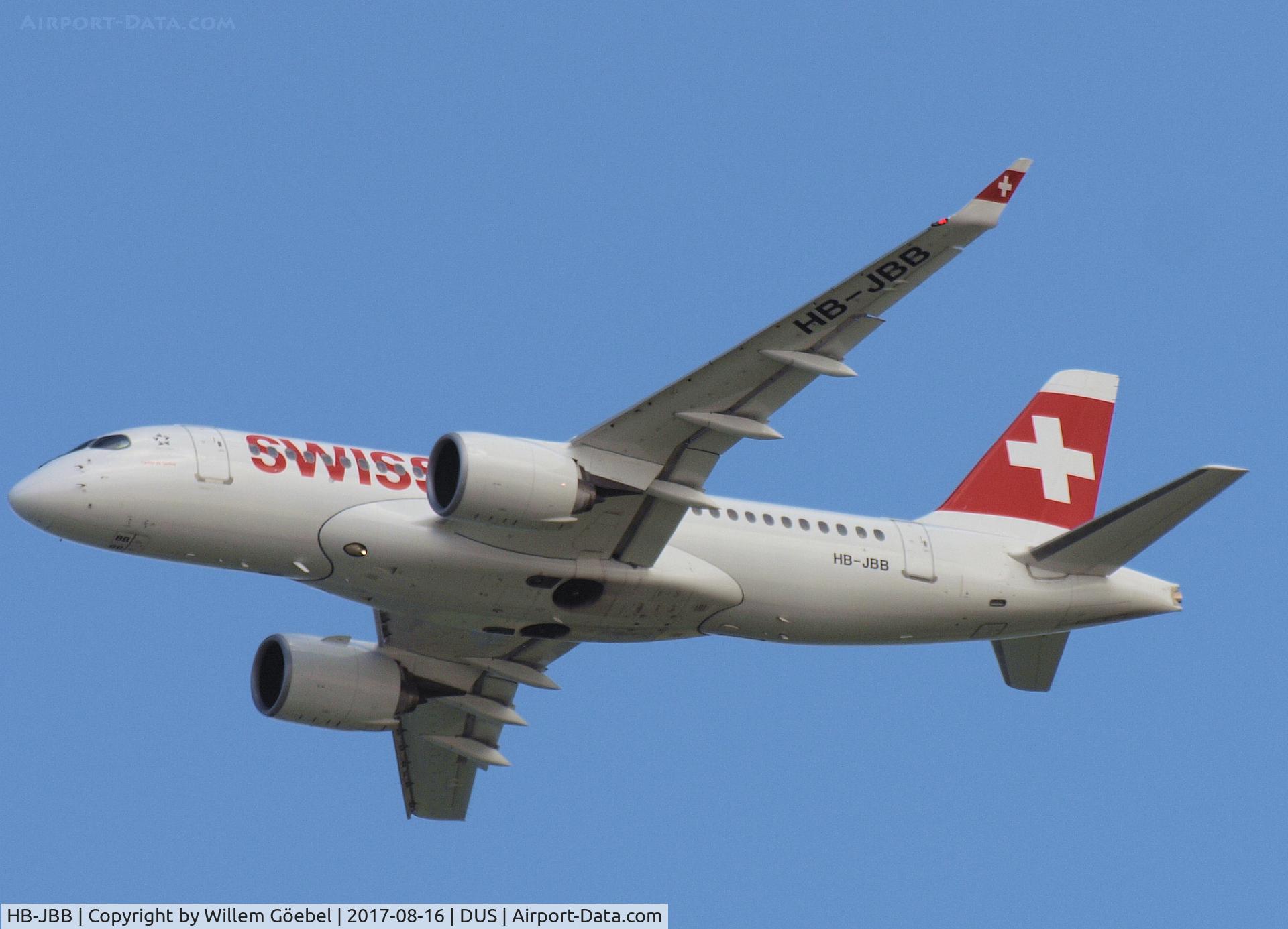 HB-JBB, 2016 Bombardier CSeries CS100 (BD-500-1A10) C/N 50011, Take off from Dusseldorf Airport