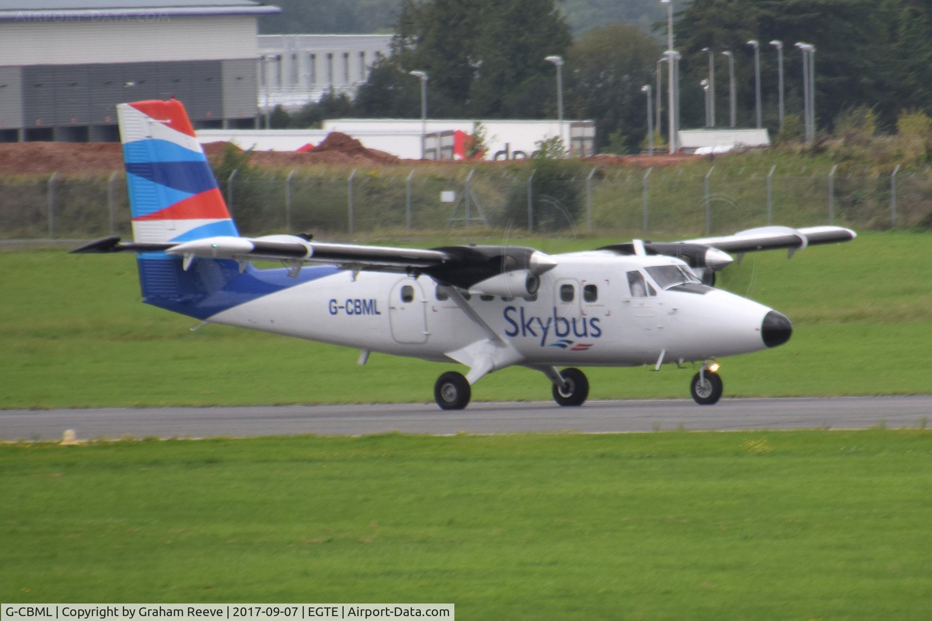 G-CBML, 1980 De Havilland Canada DHC-6-310 Twin Otter C/N 695, Departing from Exeter.