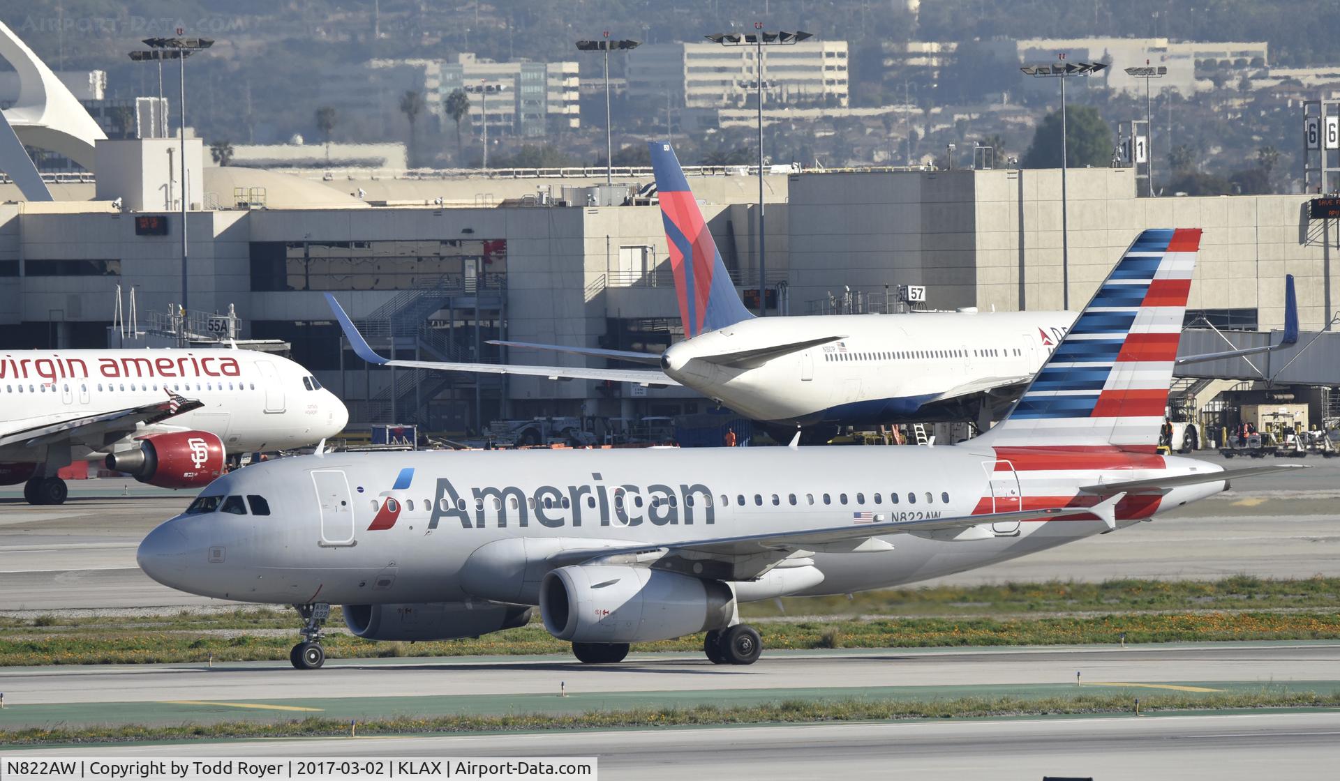N822AW, 2000 Airbus A319-132 C/N 1410, Arriving at LAX on 25L