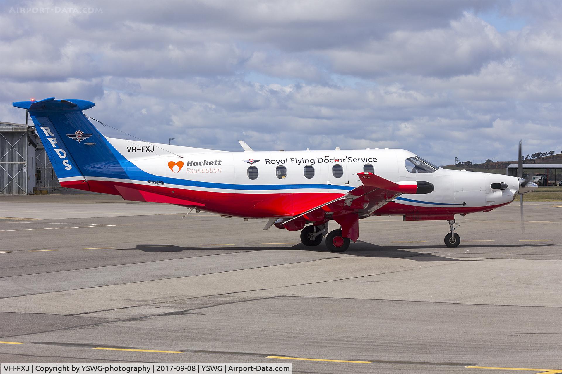 VH-FXJ, 2015 Pilatus PC-12/47E C/N 1541, Royal Flying Doctor Service of Australia Central Operations (VH-FXJ) Pilatus PC-12-45 at Wagga Wagga Airport.