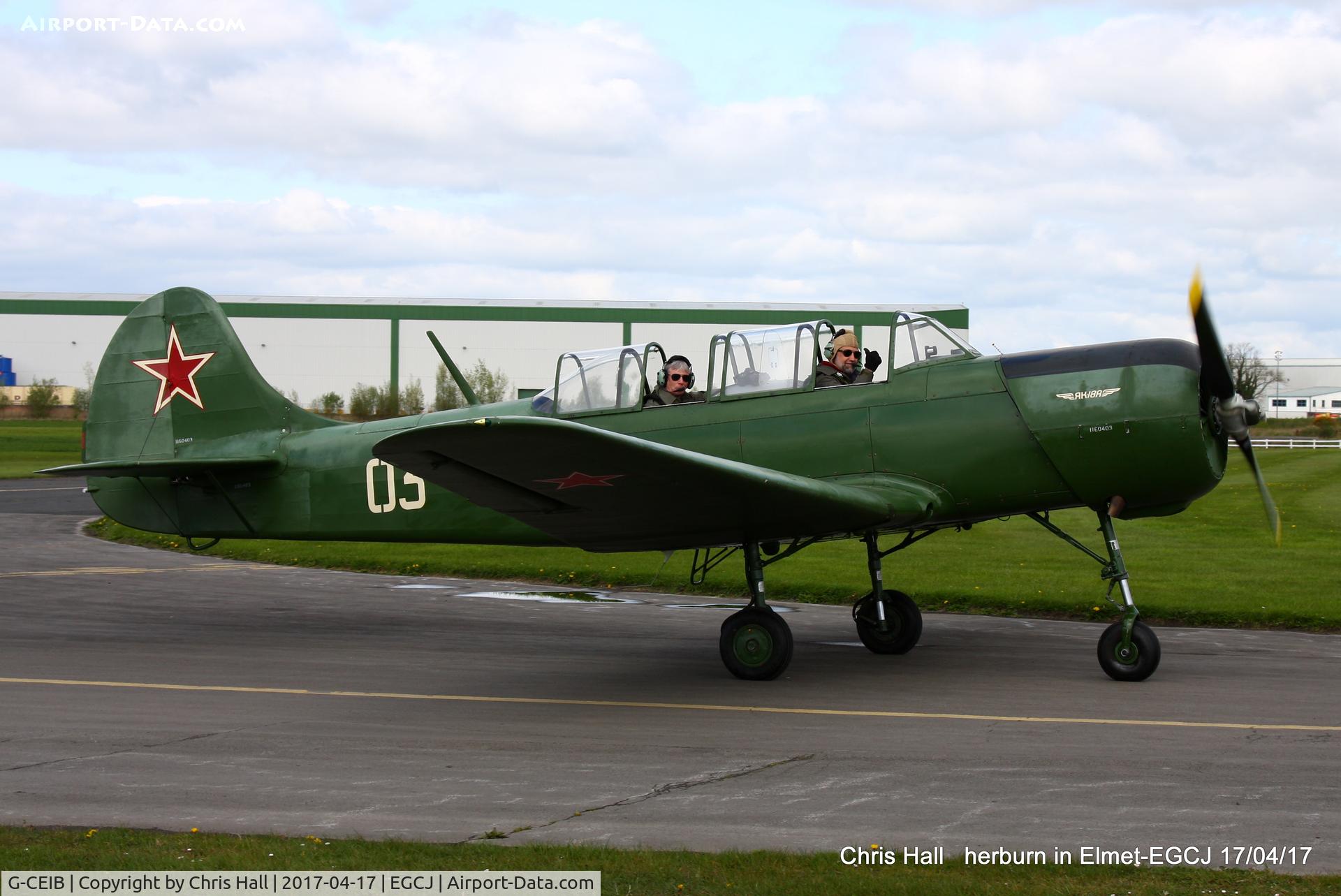 G-CEIB, 1958 Yakovlev Yak-18A C/N 1160403, at Sherburn in Elmet