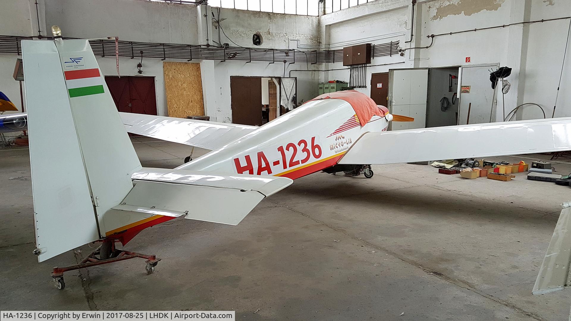 HA-1236, 1972 Scheibe SF-25C Falke C/N 4202, Inside the hangar.