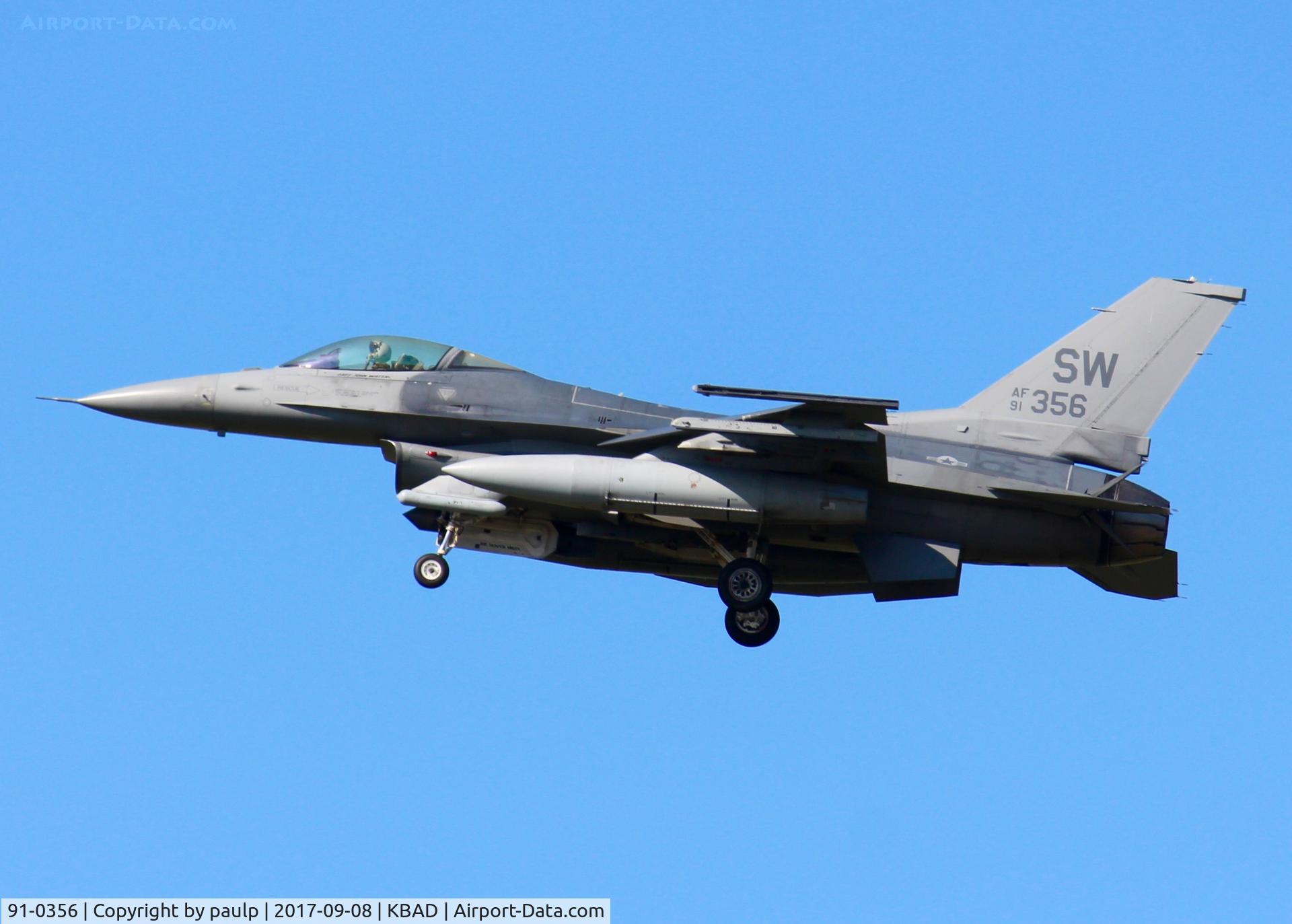 91-0356, General Dynamics F-16C Block 50C C/N CC-54, Shaw Air Force Base F-16's taking refuge at Barksdale until Hurricane Irma finds her course.