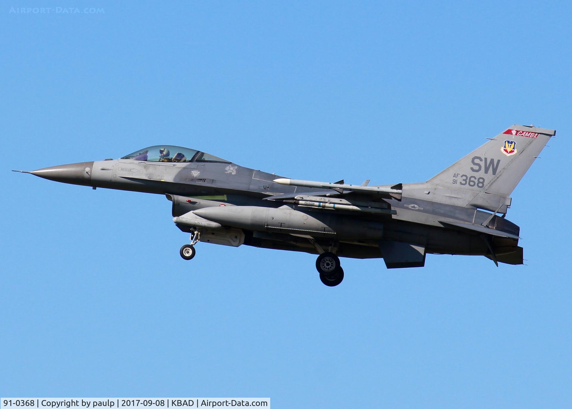 91-0368, 1991 General Dynamics F-16CM Fighting Falcon C/N CC-66, Shaw Air Force Base F-16's taking refuge at Barksdale until Hurricane Irma finds her course.
