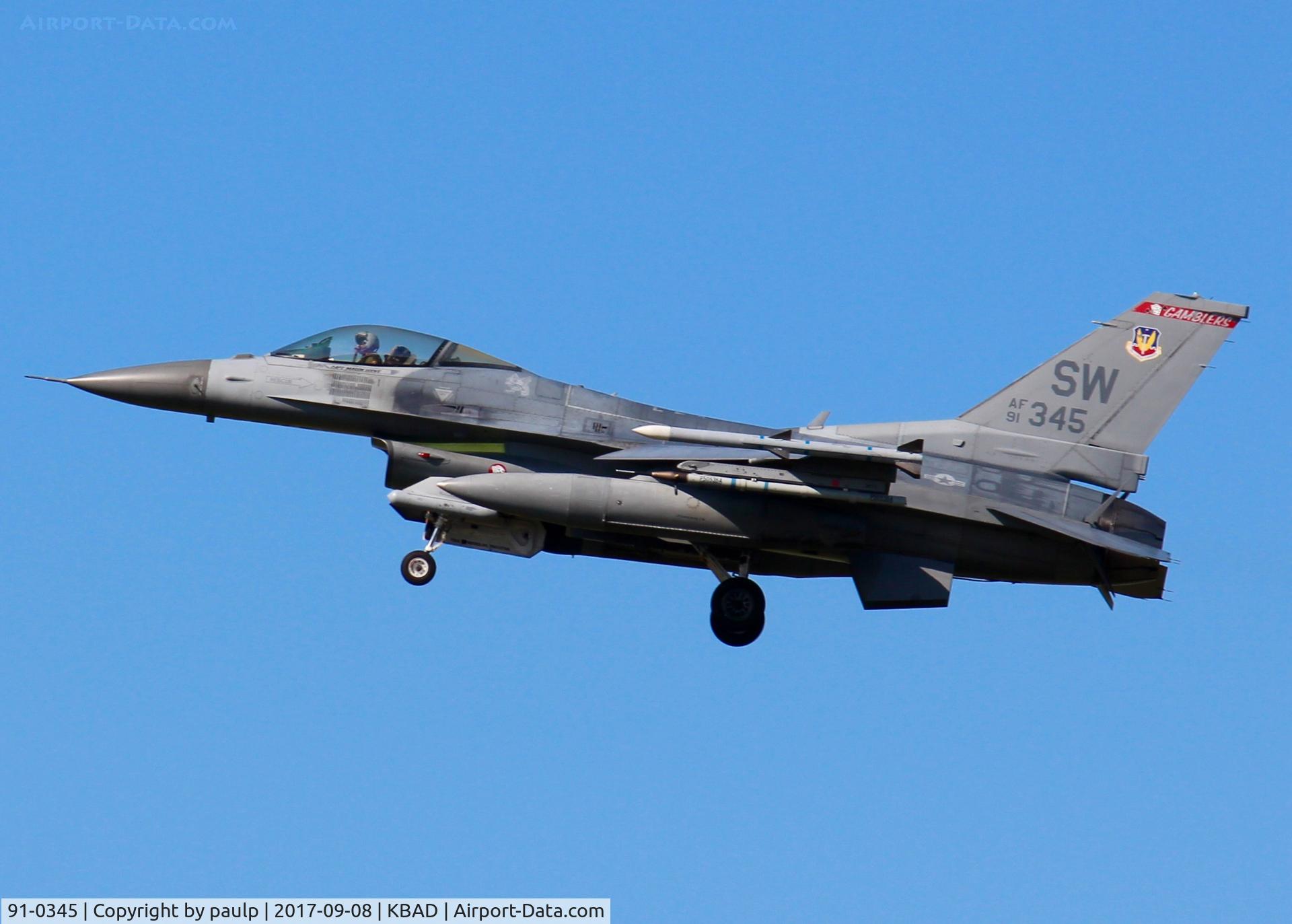 91-0345, 1991 General Dynamics F-16CM Fighting Falcon C/N CC-43, Shaw Air Force Base F-16's taking refuge at Barksdale until Hurricane Irma finds her course.