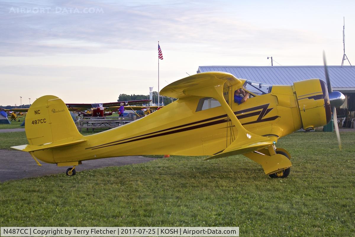 N487CC, 1943 Beech D17S Staggerwing C/N 4837, at 2017 EAA AirVenture at Oshkosh